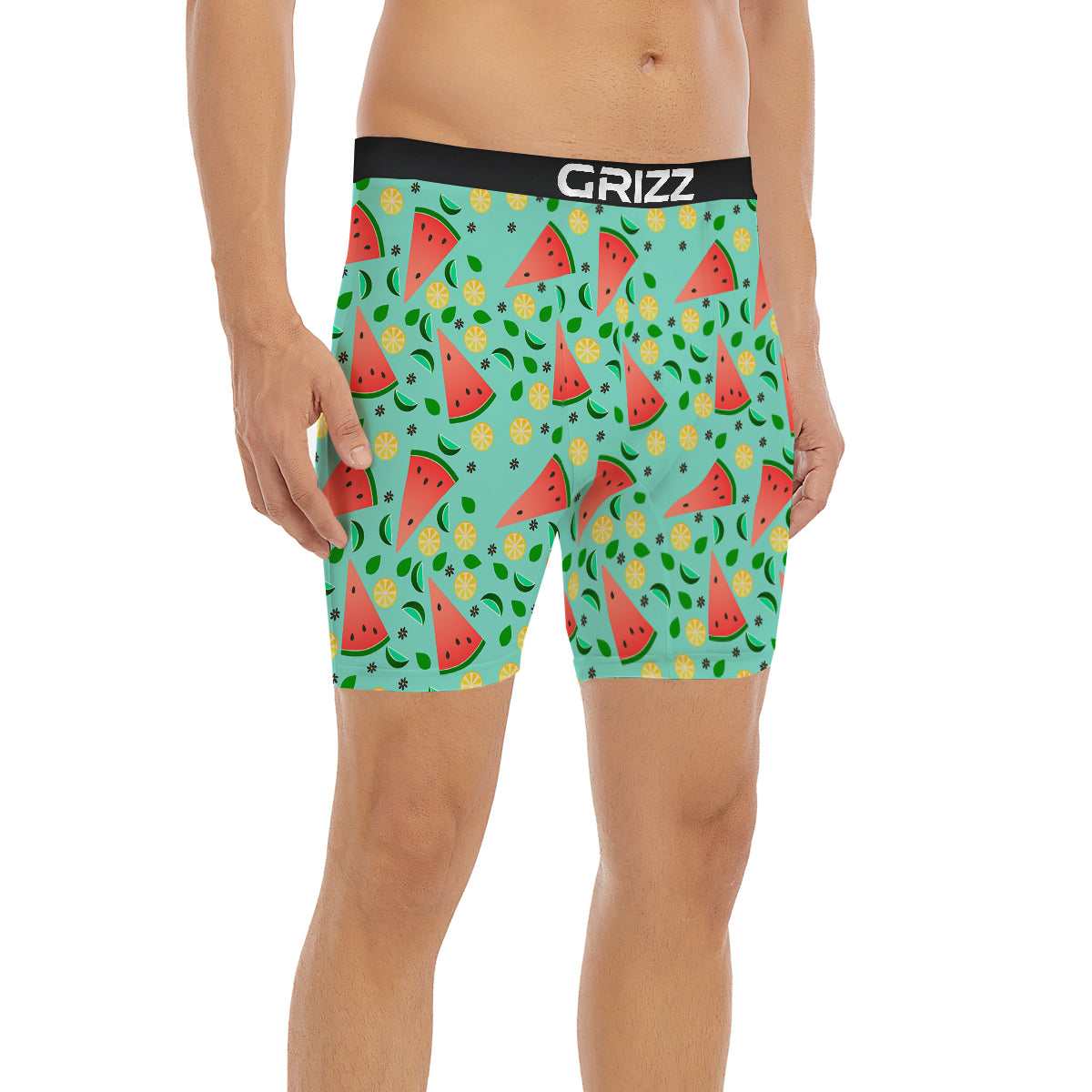 Watermelon Lime Green Print Pattern Boxer Briefs-grizzshop