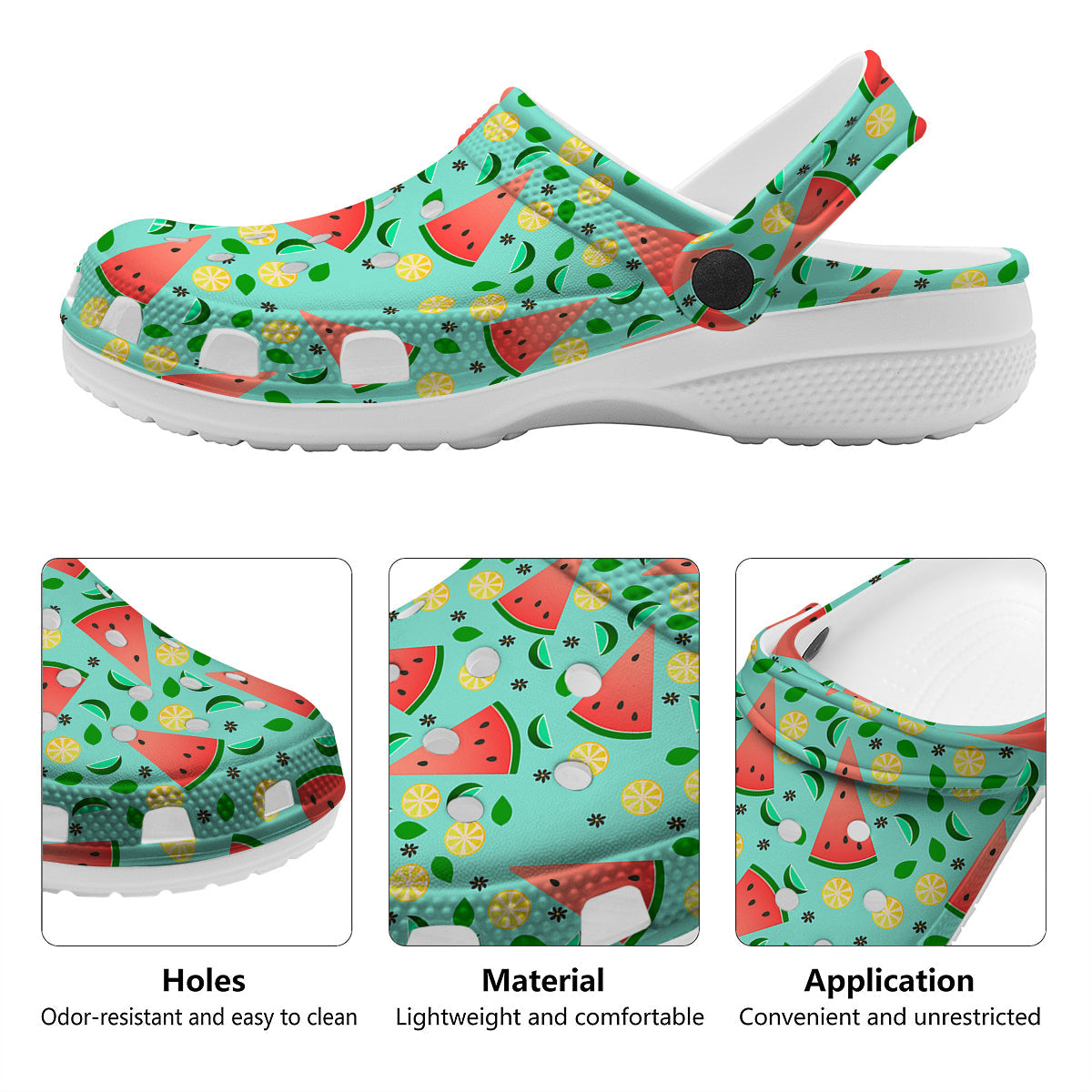 Watermelon Lime Green Print Pattern Clog-grizzshop