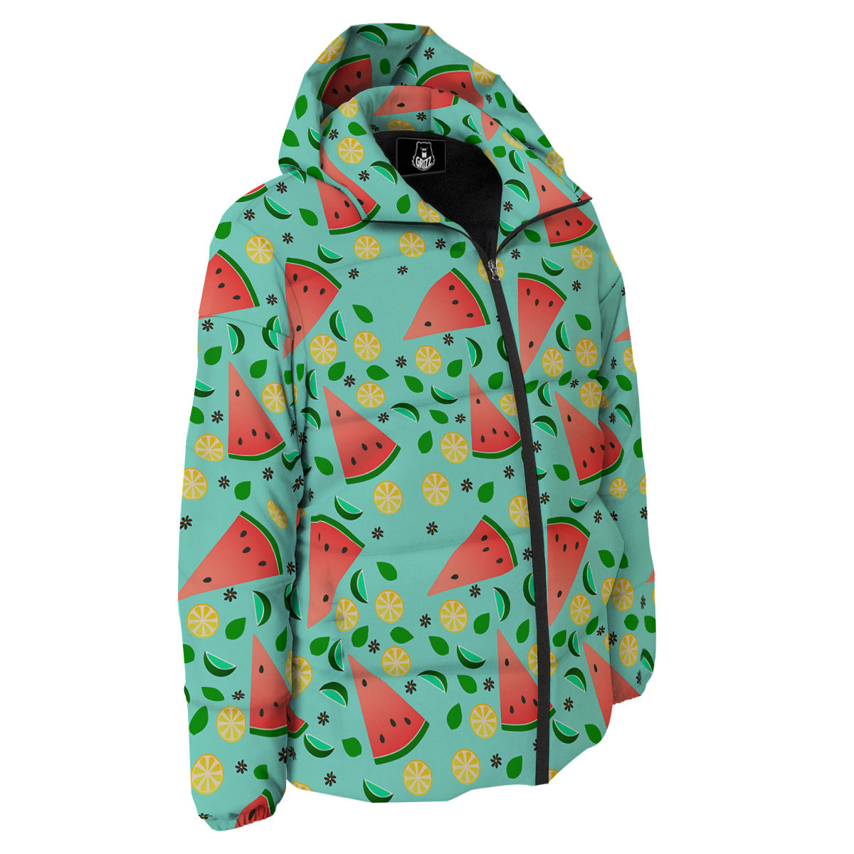 Watermelon Lime Green Print Pattern Down Jacket-grizzshop