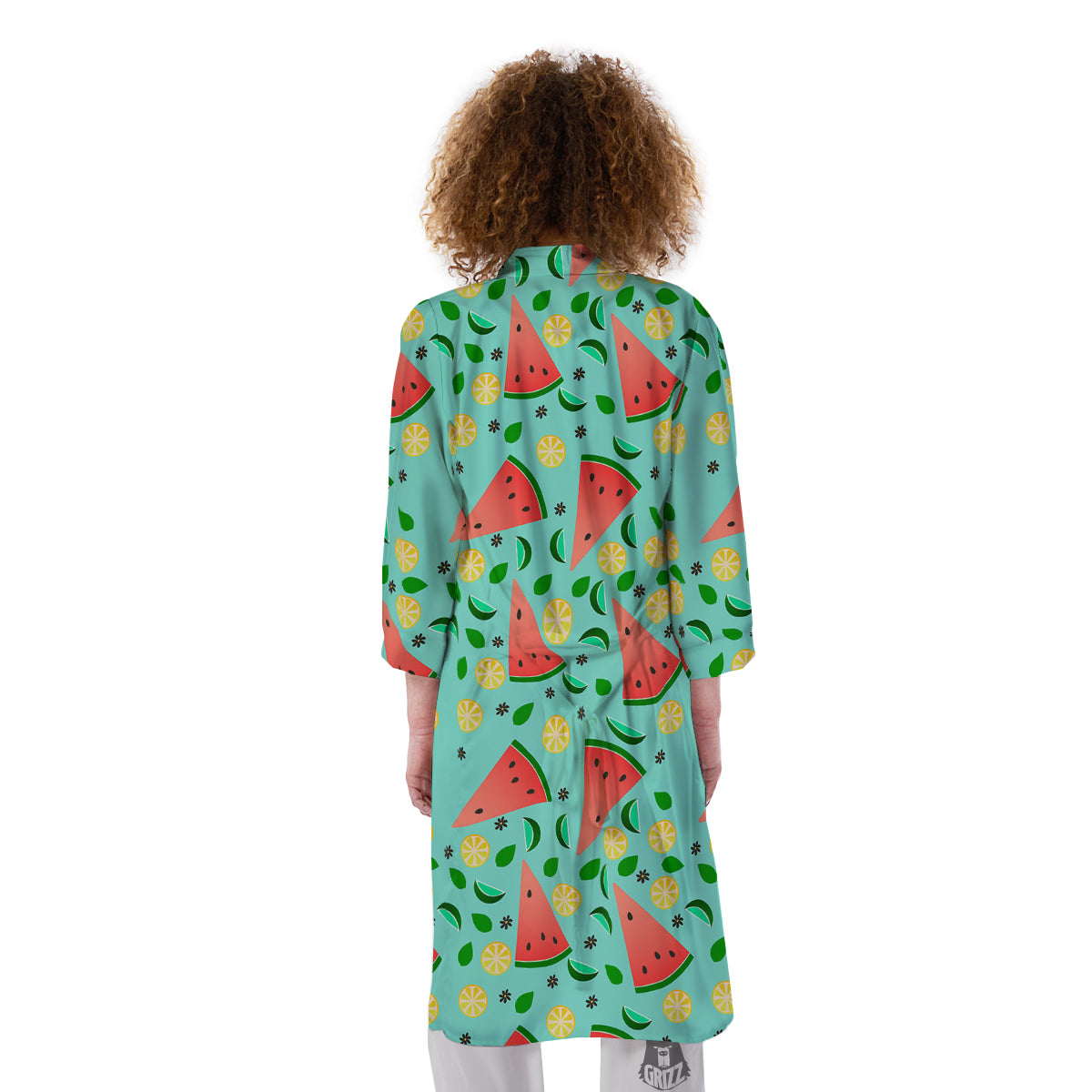 Watermelon Lime Green Print Pattern Kimono-grizzshop