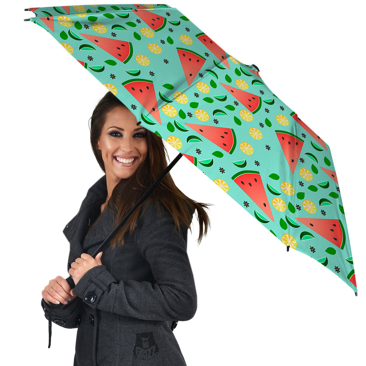 Watermelon Lime Green Print Pattern Umbrella-grizzshop