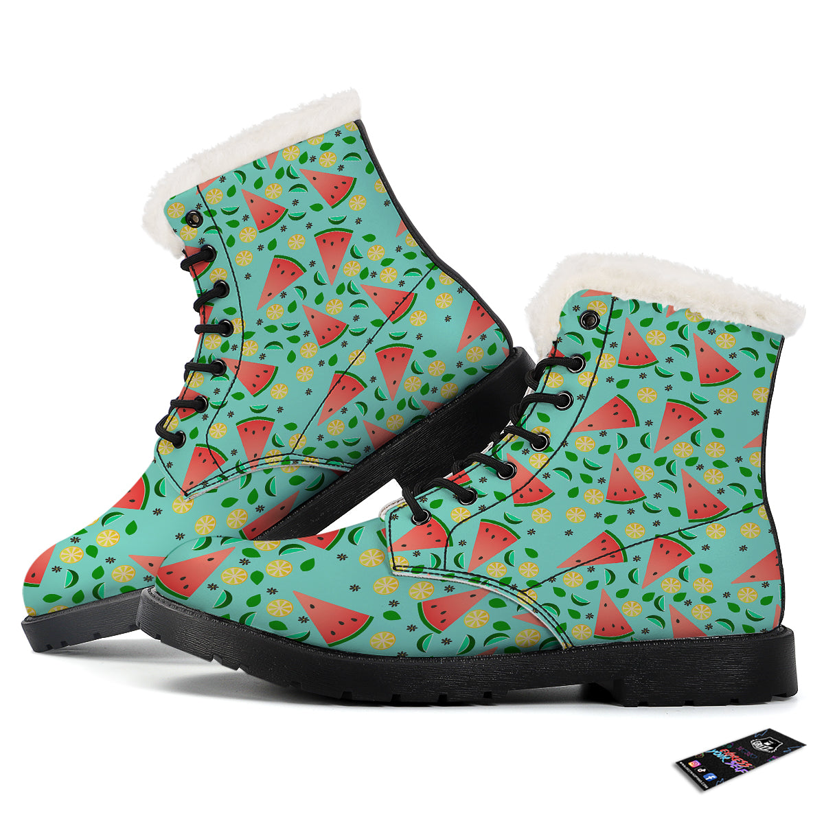 Watermelon Lime Green Print Pattern Winter Boots-grizzshop