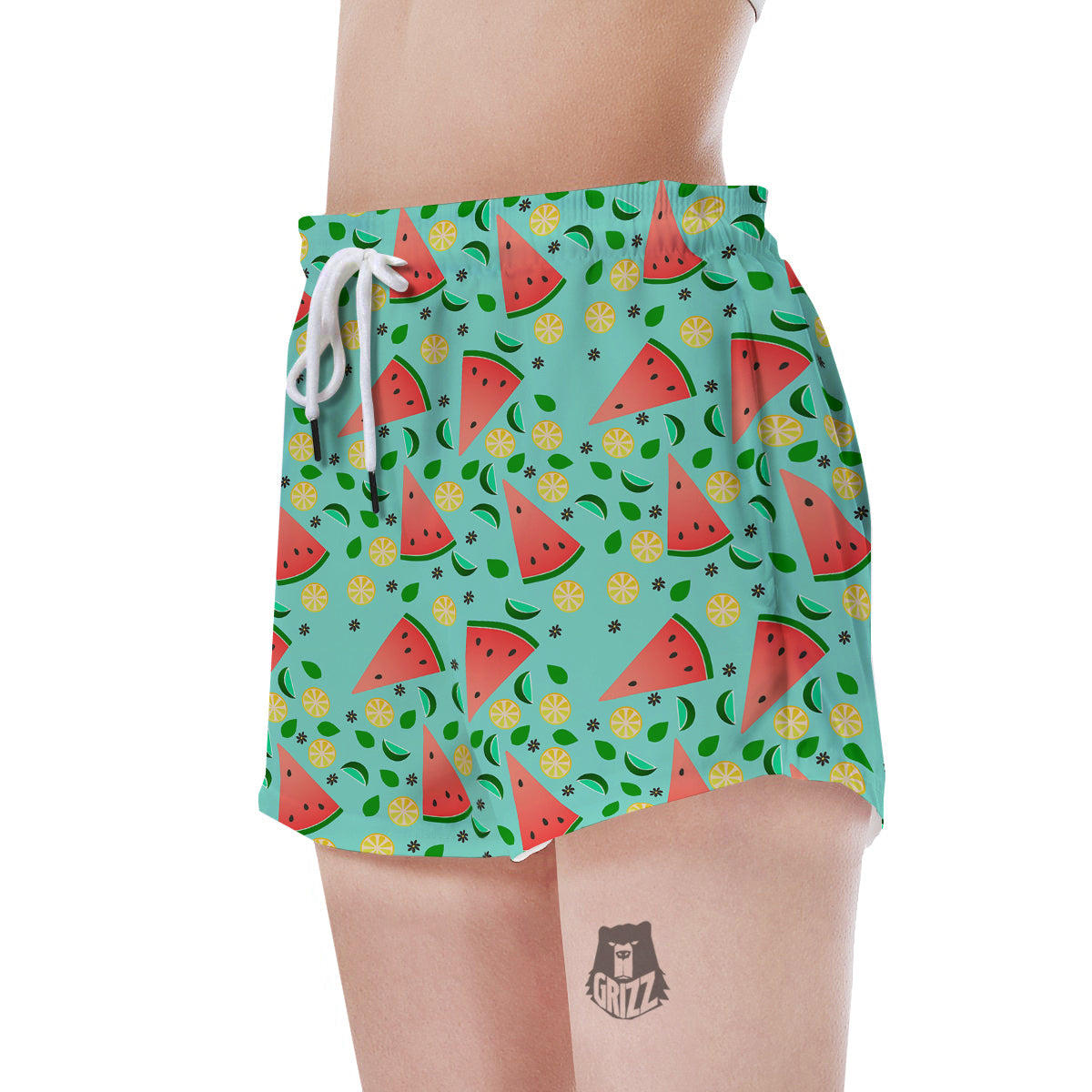 Watermelon Lime Green Print Pattern Women's Shorts-grizzshop