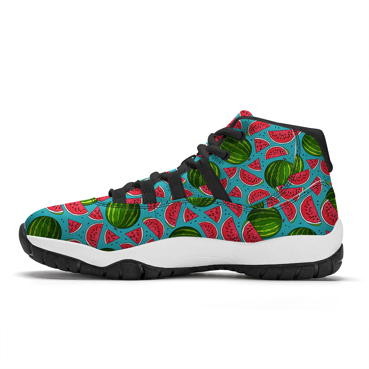 Watermelon Piece Blue Pattern Print Black Bball Shoes-grizzshop