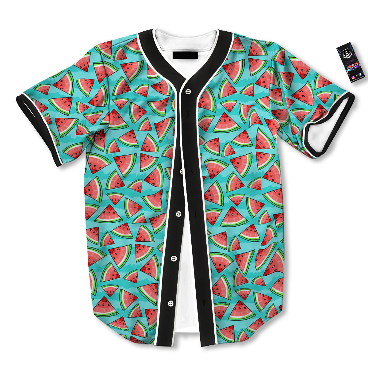 Watermelon Pieces Blue Print Pattern Baseball Jersey-grizzshop