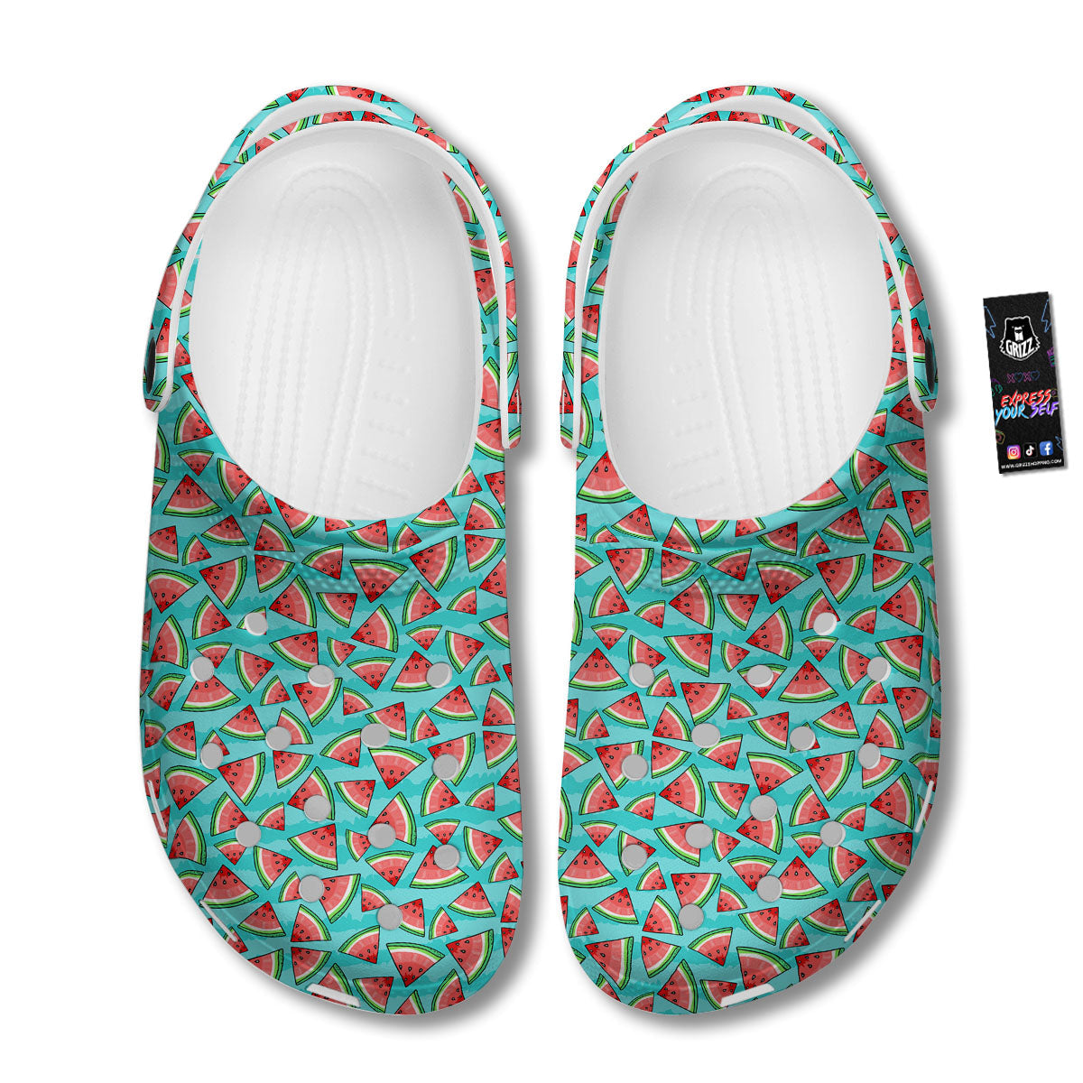 Watermelon Pieces Blue Print Pattern Clog-grizzshop