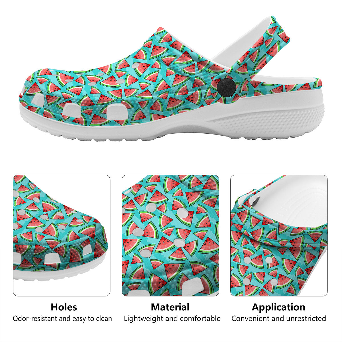 Watermelon Pieces Blue Print Pattern Clog-grizzshop