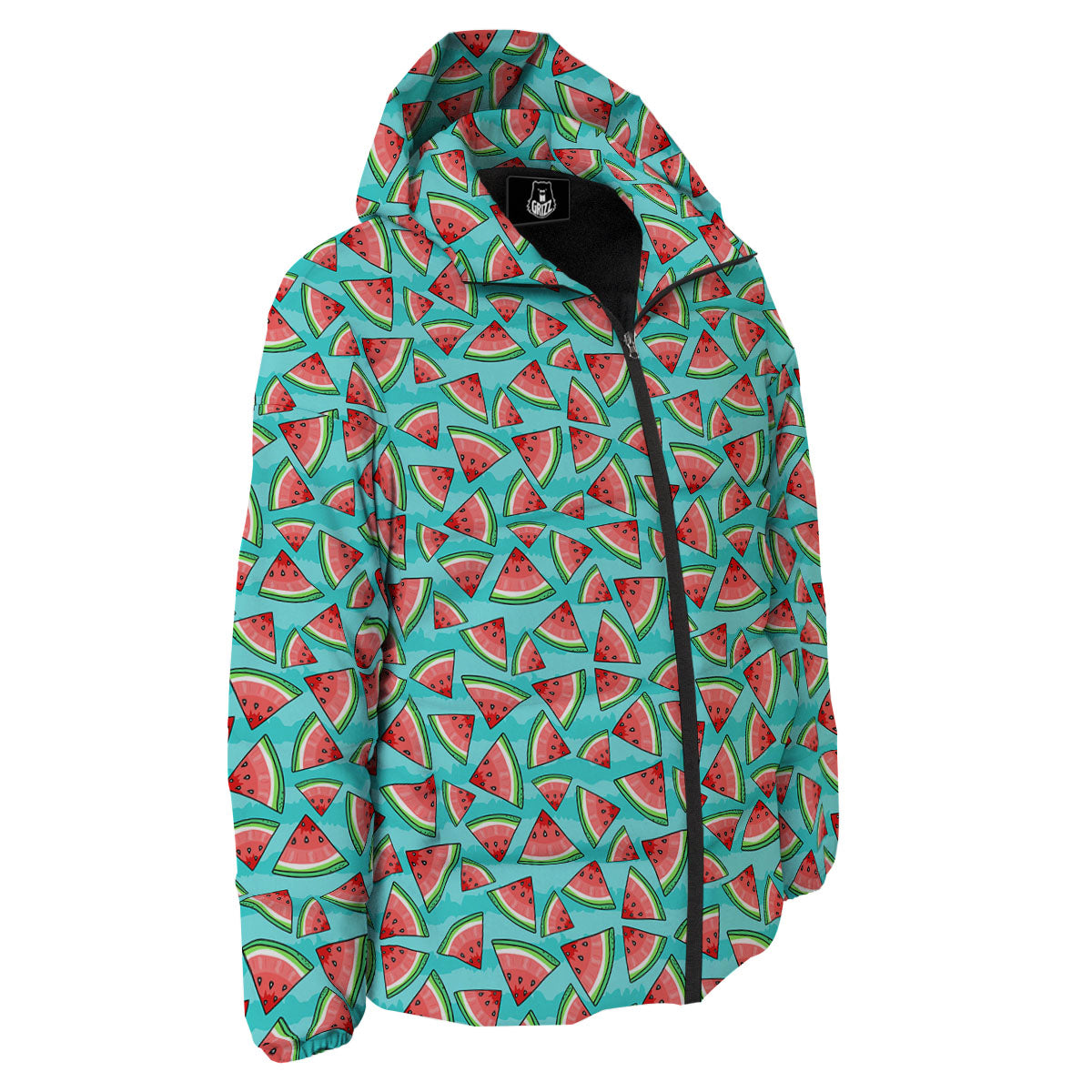 Watermelon Pieces Blue Print Pattern Down Jacket-grizzshop