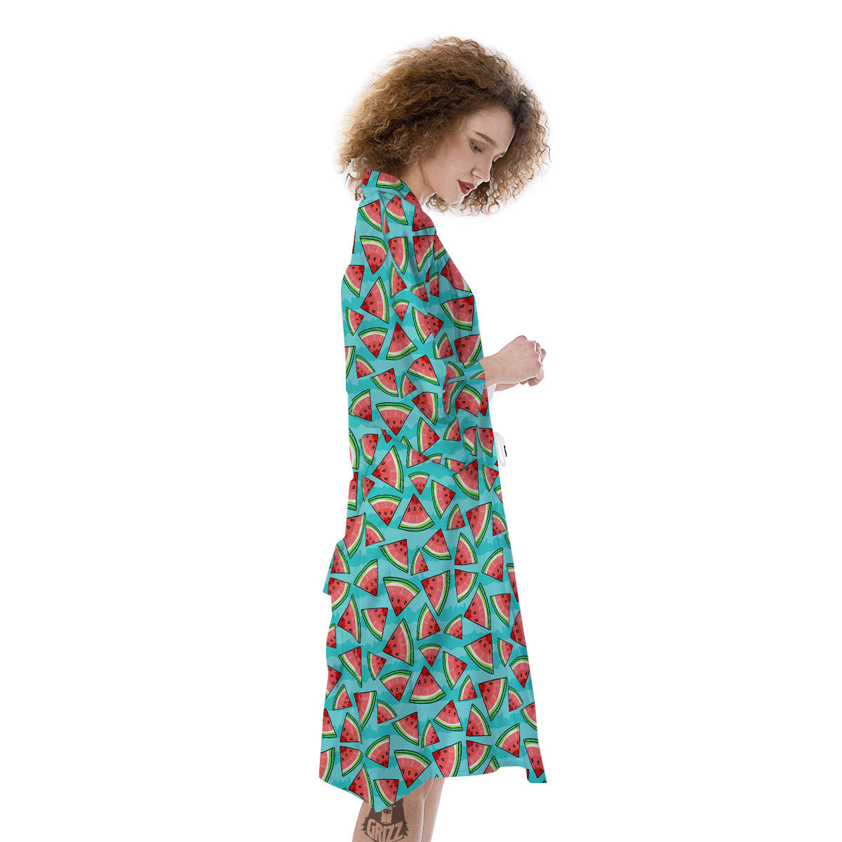 Watermelon Pieces Blue Print Pattern Kimono-grizzshop