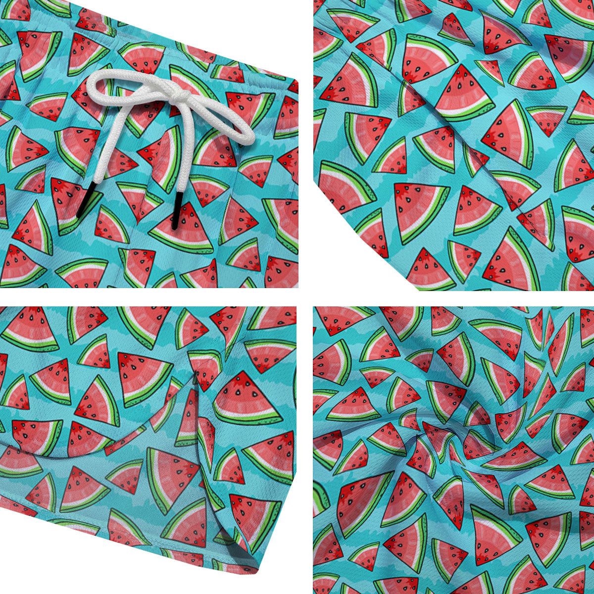 Watermelon Pieces Blue Print Pattern Men's Running Shorts-grizzshop