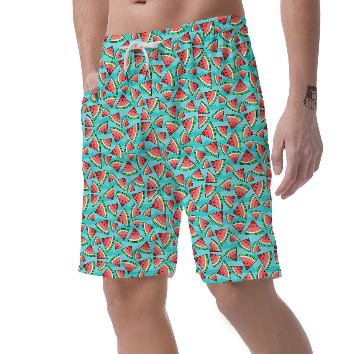 Watermelon Pieces Blue Print Pattern Men's Shorts-grizzshop