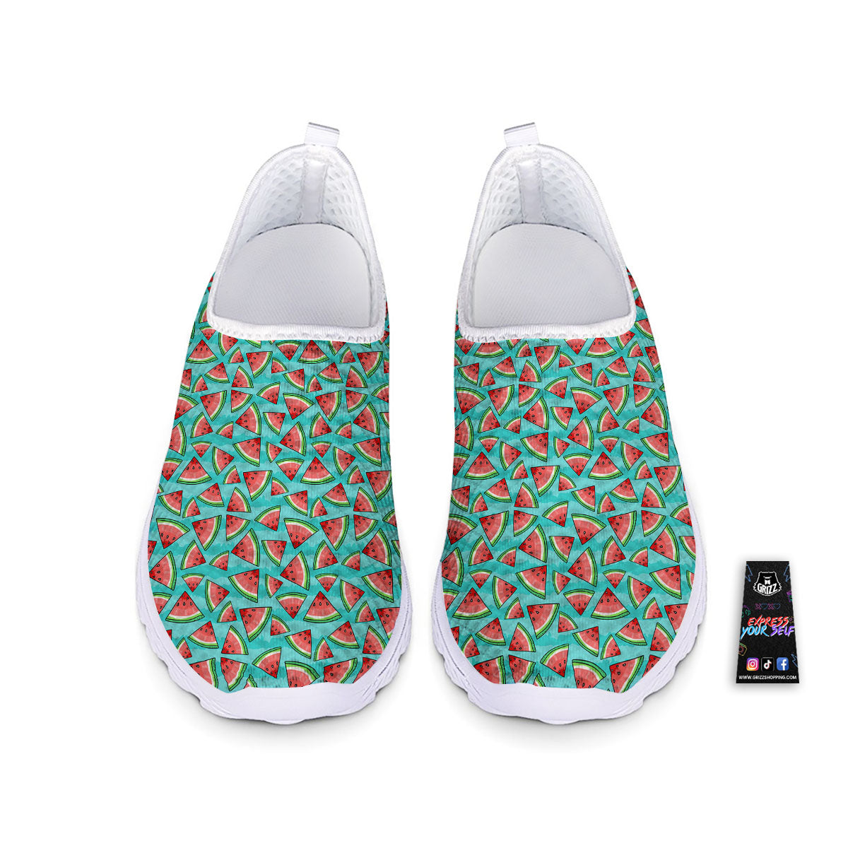 Watermelon Pieces Blue Print Pattern Nurse Shoes-grizzshop