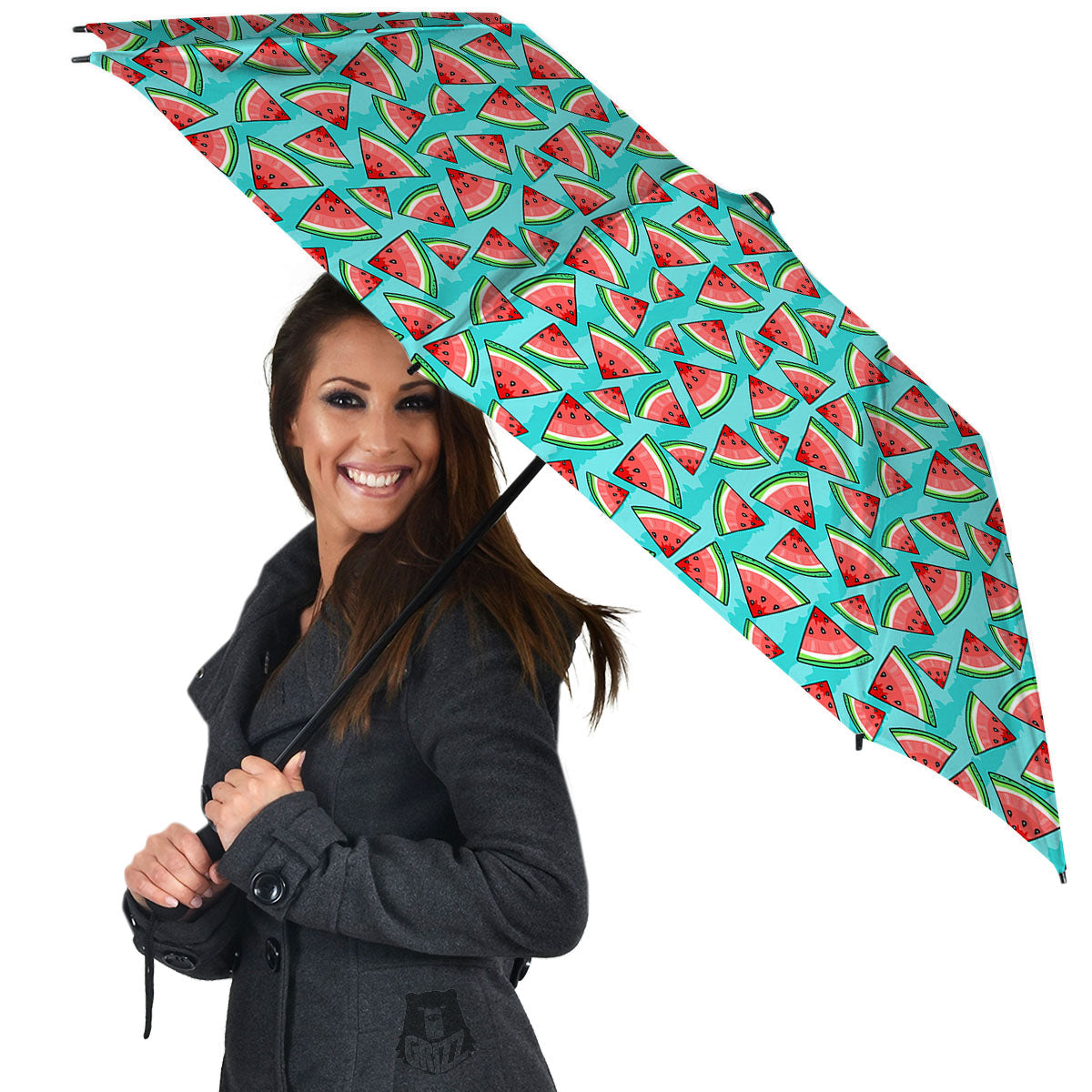 Watermelon Pieces Blue Print Pattern Umbrella-grizzshop