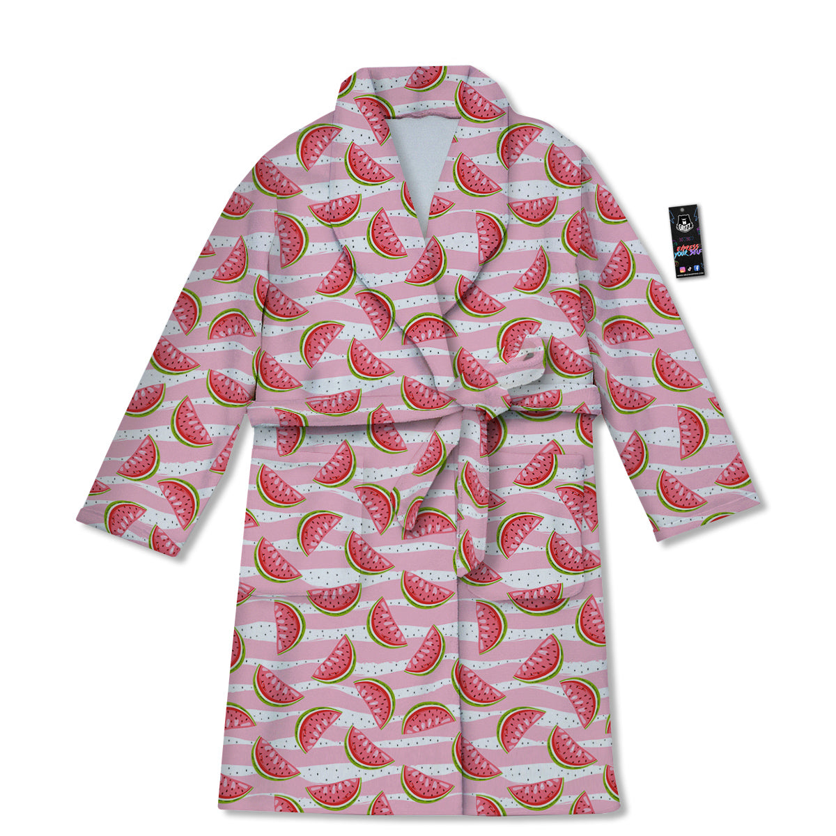 Watermelon Pieces Cute Print Pattern Bathrobe-grizzshop