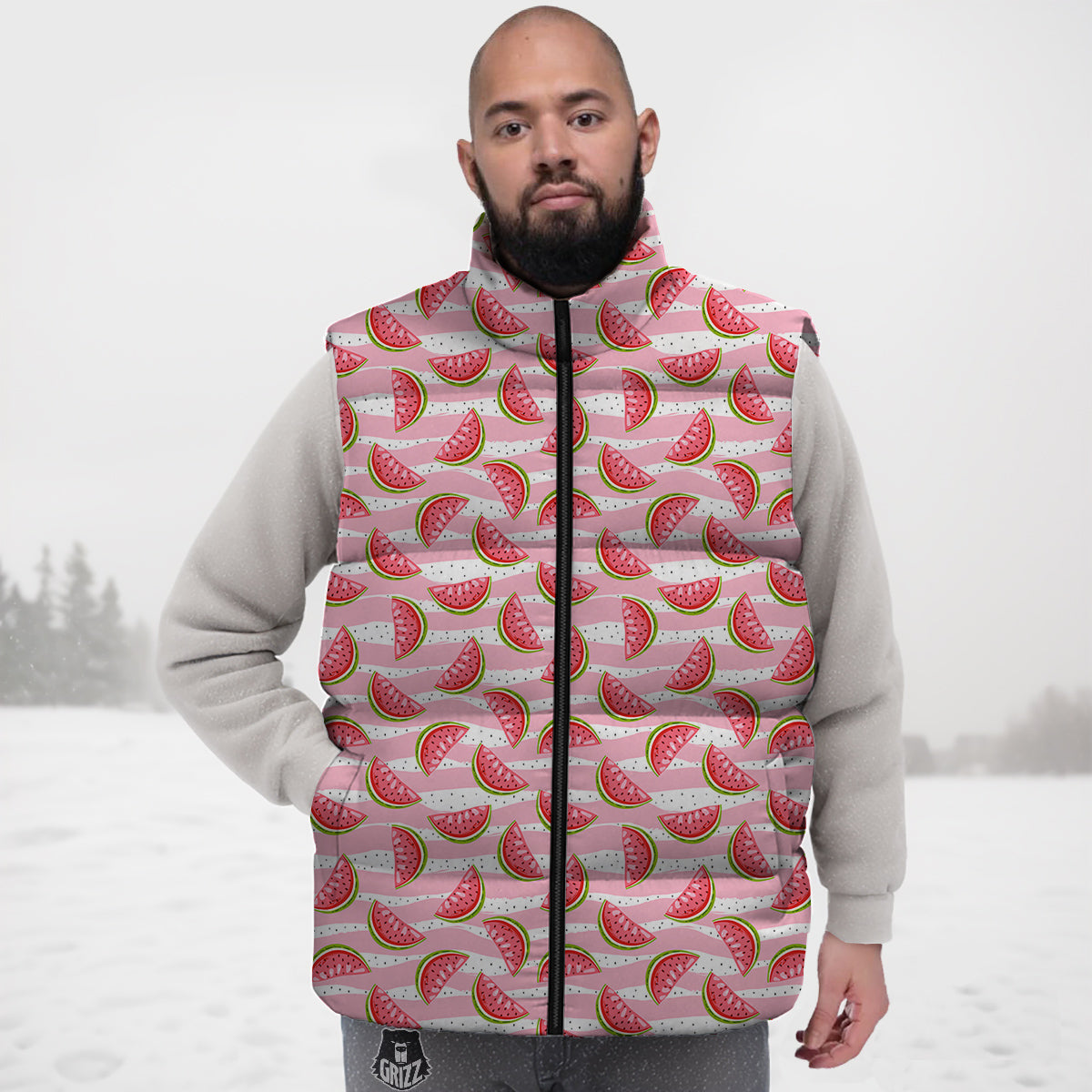 Watermelon Pieces Cute Print Pattern Down Vest-grizzshop