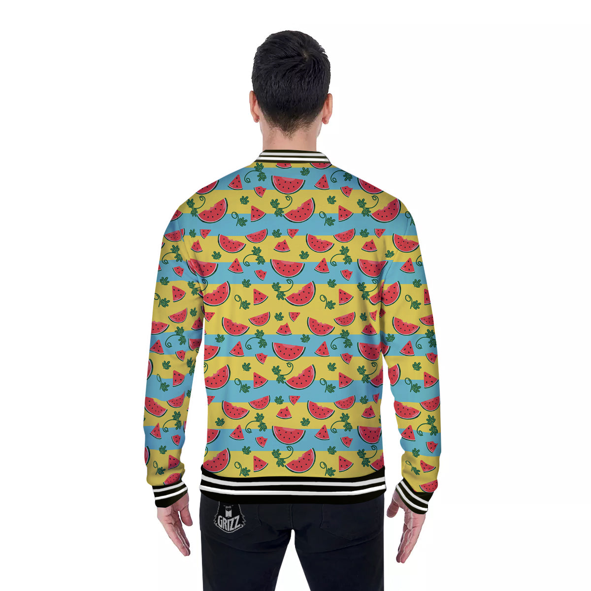 Watermelon Pieces Yellow Print Pattern Baseball Jacket-grizzshop