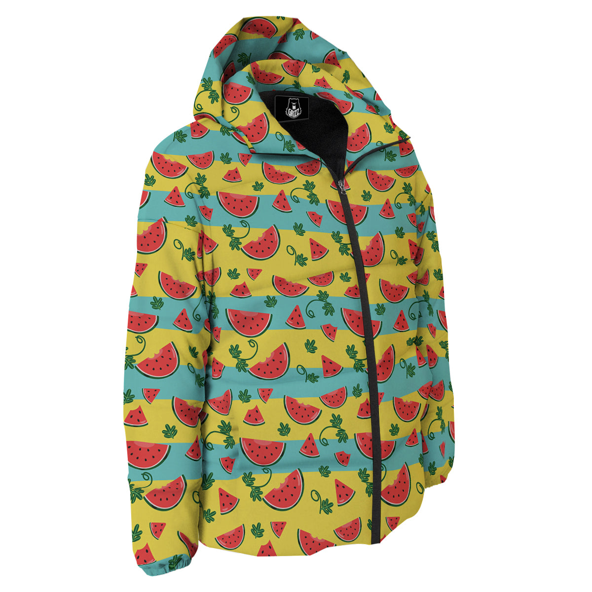 Watermelon Pieces Yellow Print Pattern Down Jacket-grizzshop