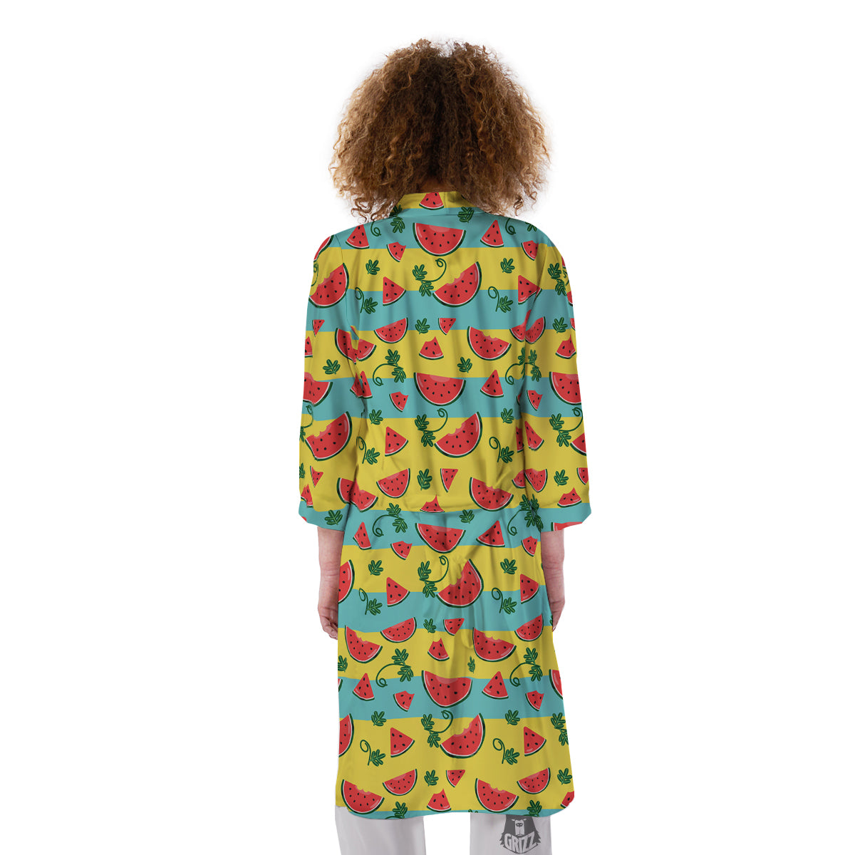 Watermelon Pieces Yellow Print Pattern Kimono-grizzshop