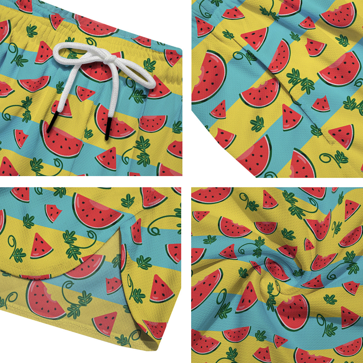 Watermelon Pieces Yellow Print Pattern Men's Running Shorts-grizzshop