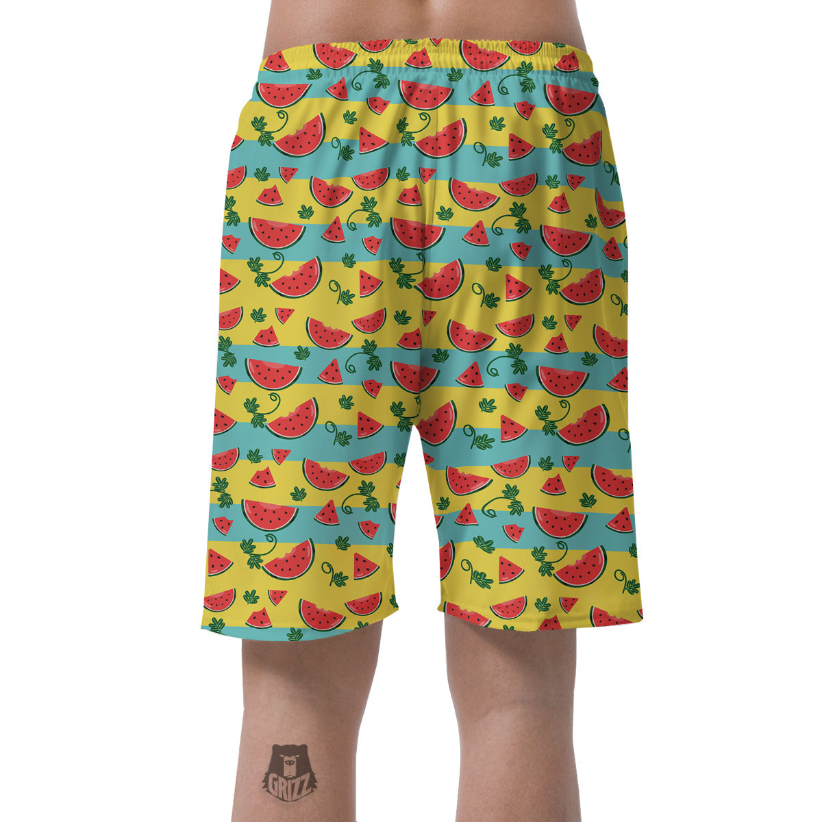 Watermelon Pieces Yellow Print Pattern Men's Shorts-grizzshop