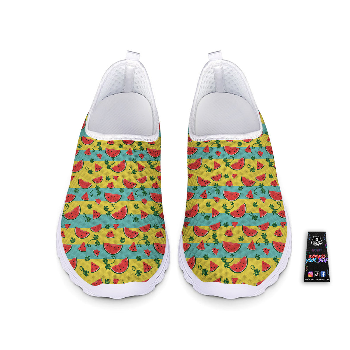 Watermelon Pieces Yellow Print Pattern Nurse Shoes-grizzshop