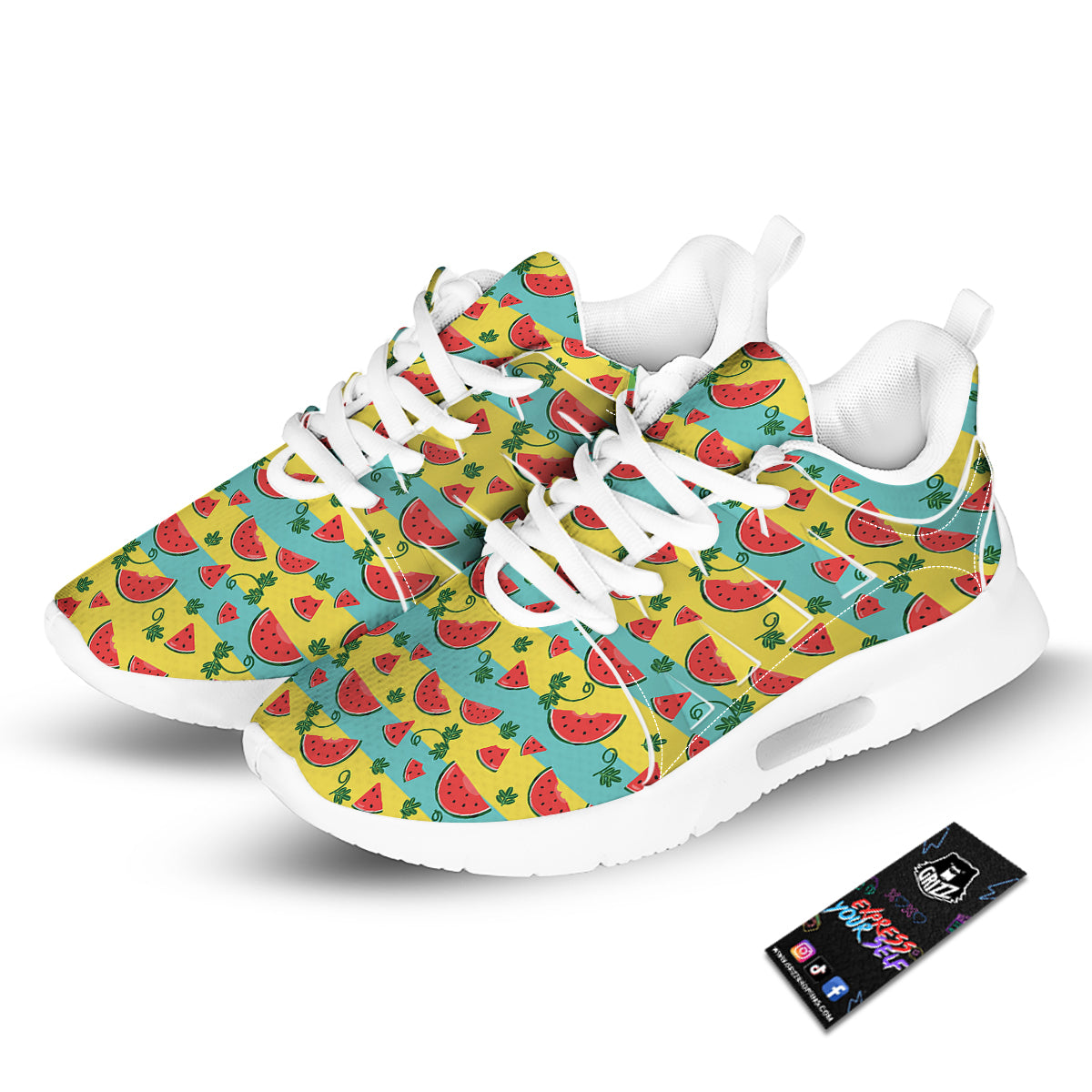 Watermelon Pieces Yellow Print Pattern Tennis Shoes-grizzshop