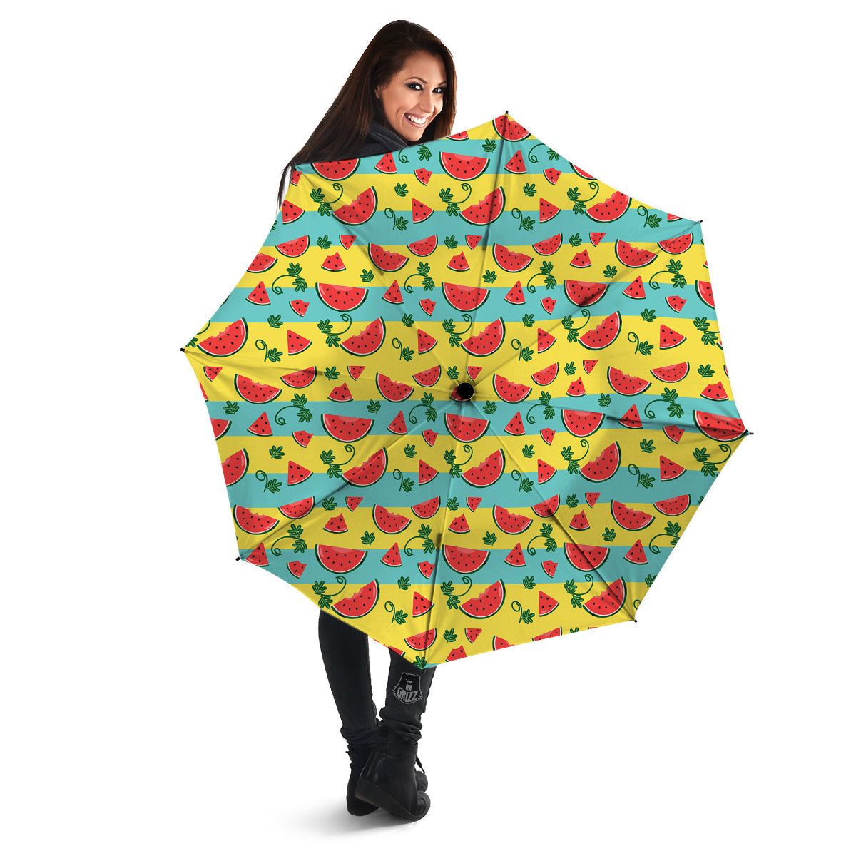 Watermelon Pieces Yellow Print Pattern Umbrella-grizzshop