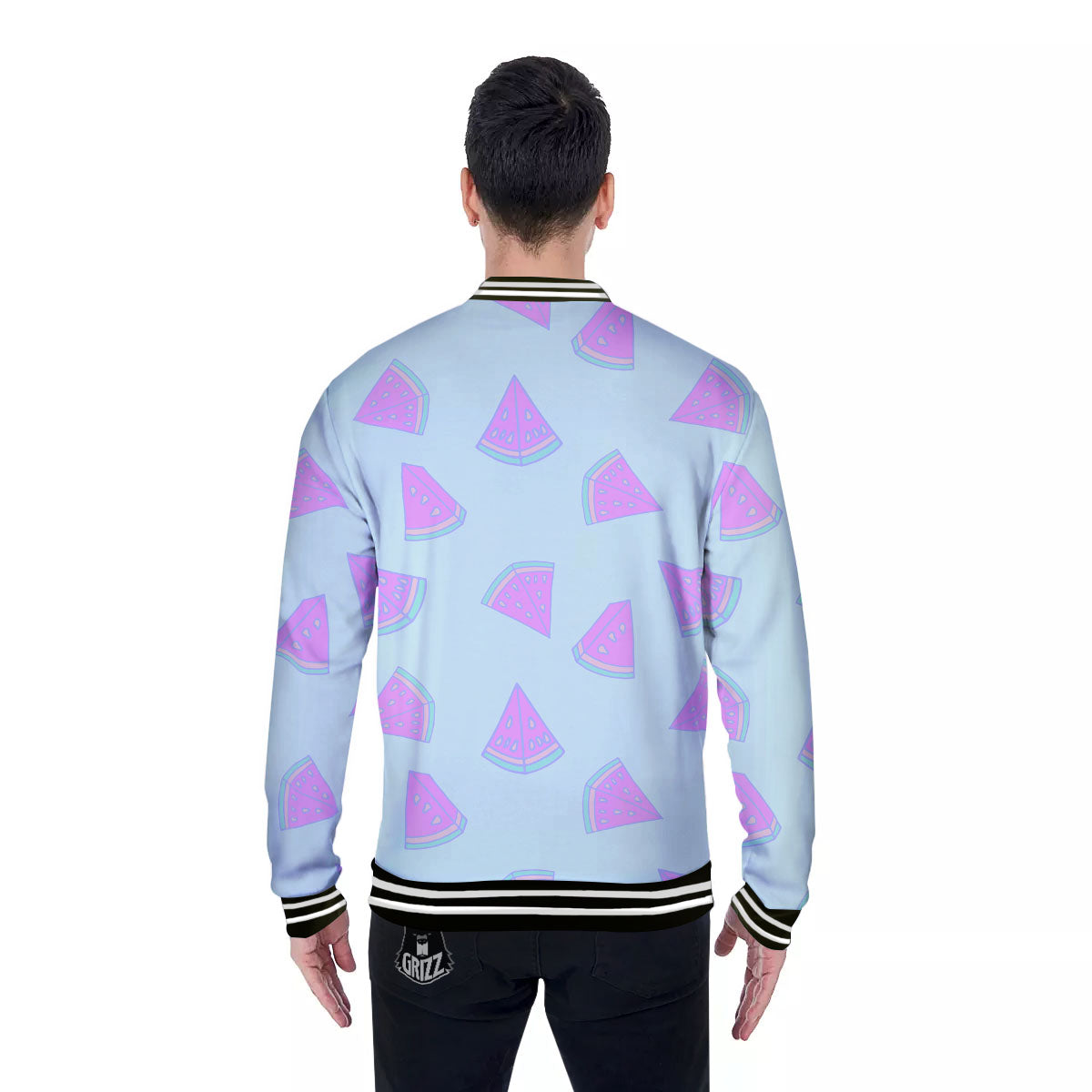 Watermelon Purple Tropical Print Pattern Baseball Jacket-grizzshop