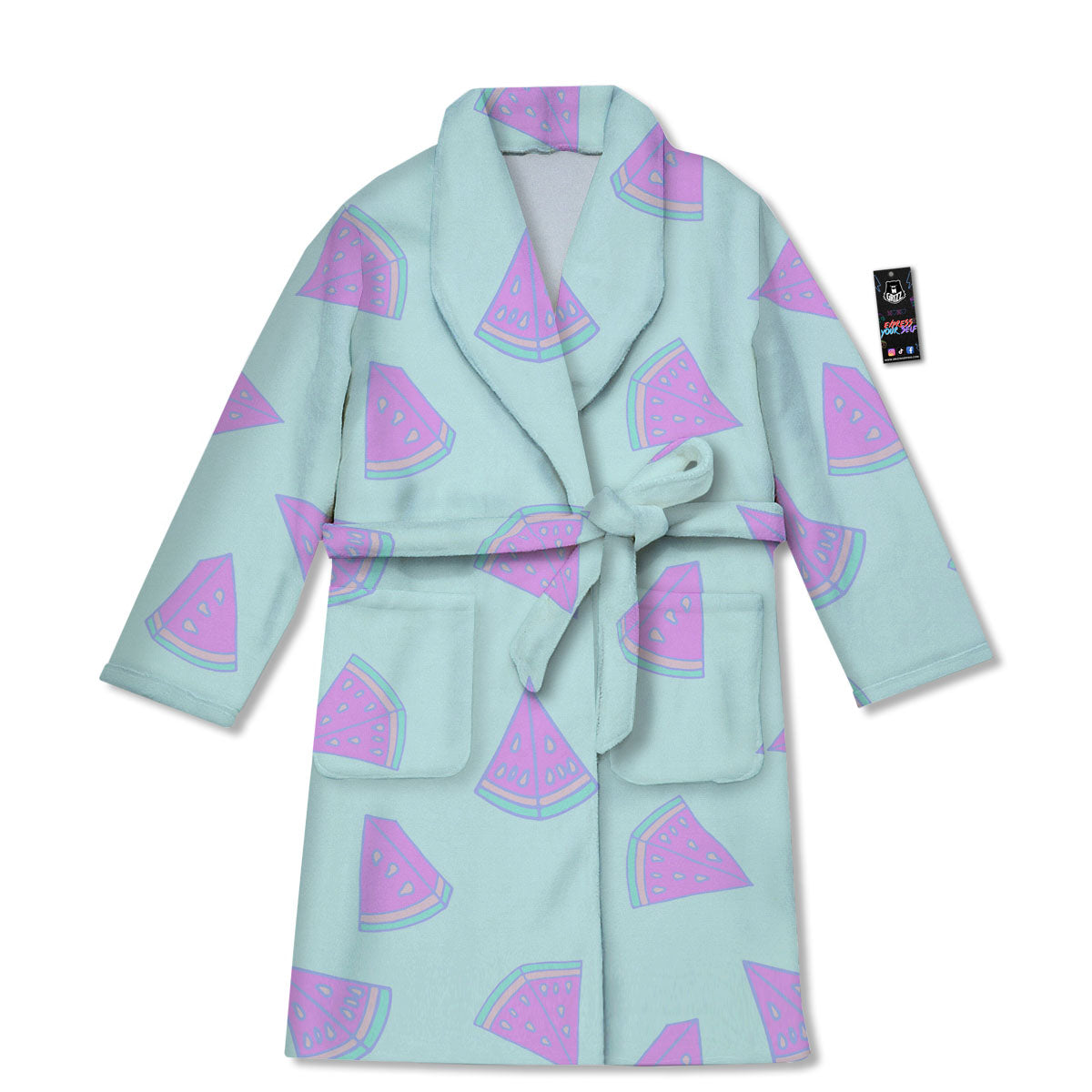 Watermelon Purple Tropical Print Pattern Bathrobe-grizzshop