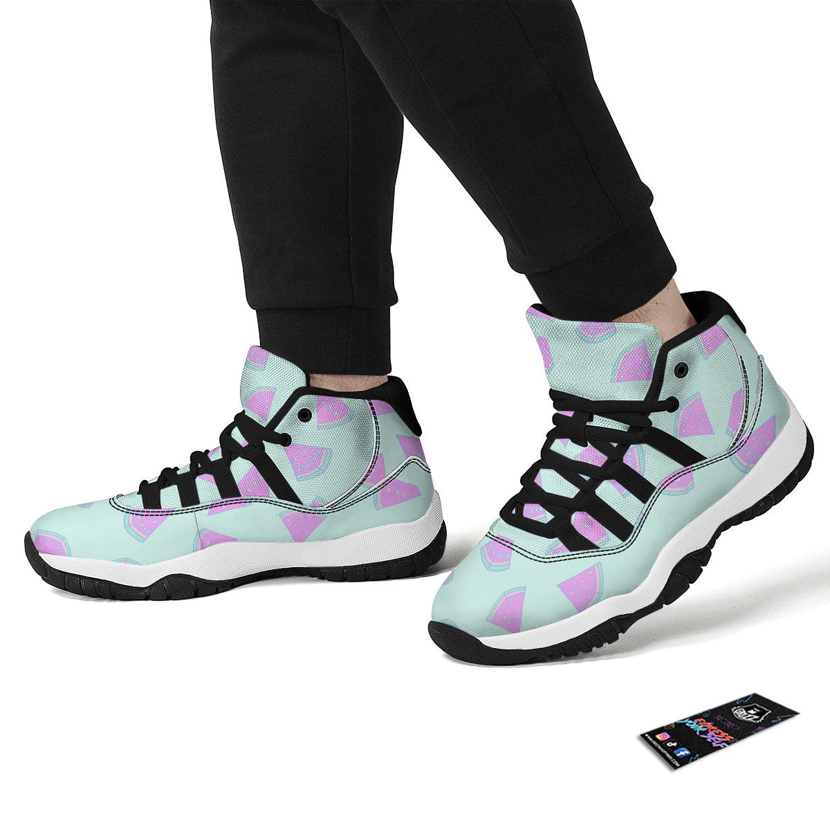Watermelon Purple Tropical Print Pattern Black Bball Shoes-grizzshop