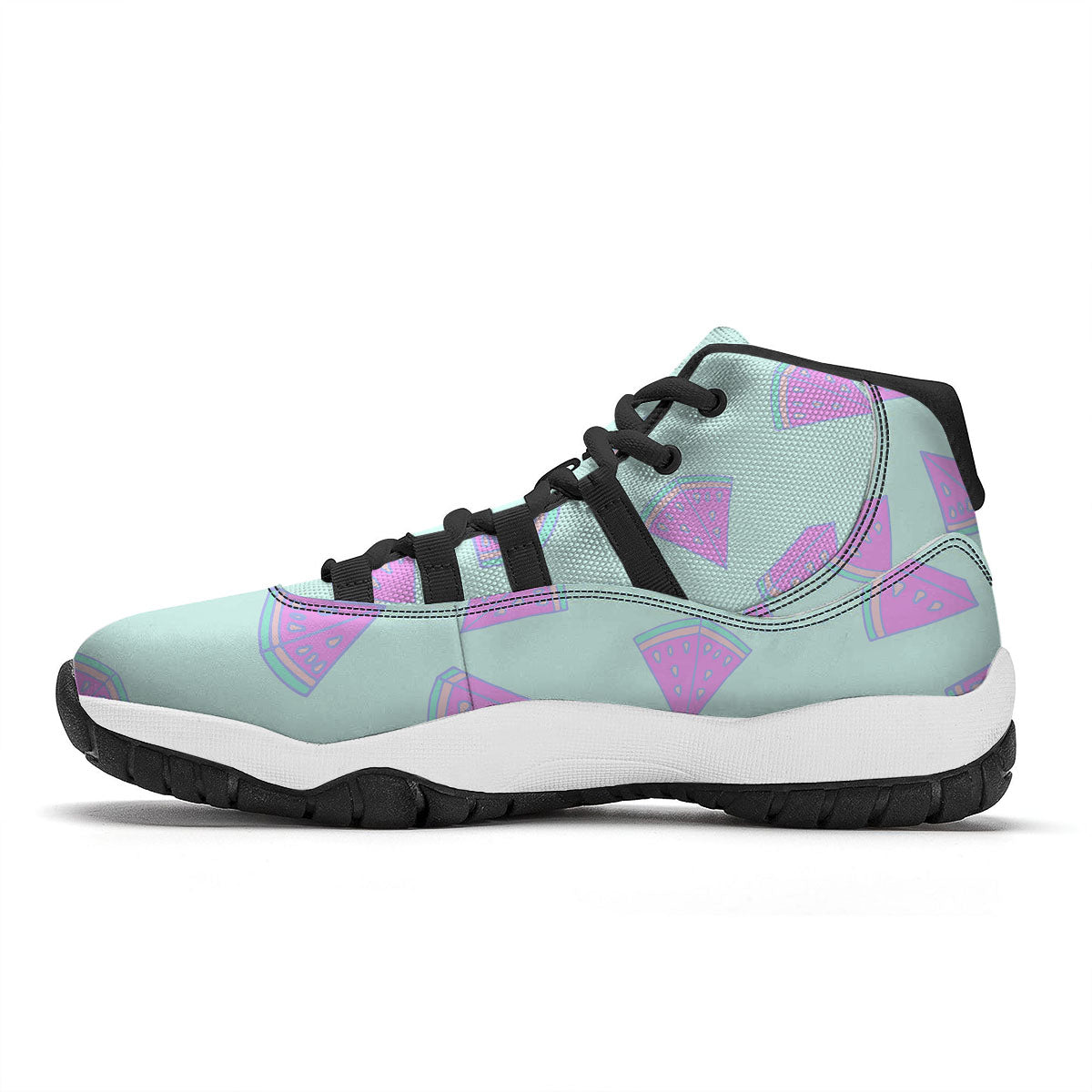 Watermelon Purple Tropical Print Pattern Black Bball Shoes-grizzshop