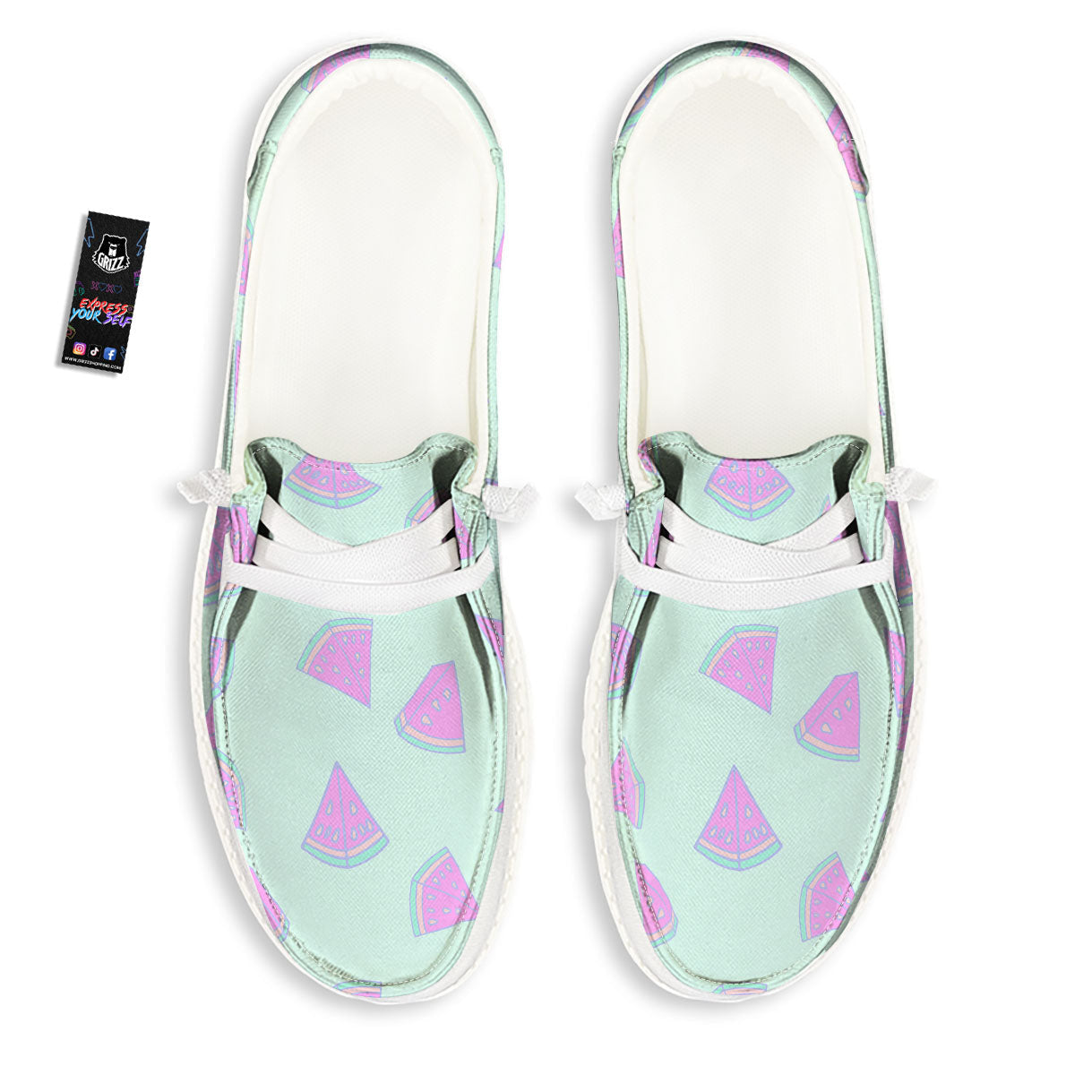 Watermelon Purple Tropical Print Pattern Black Loafers-grizzshop