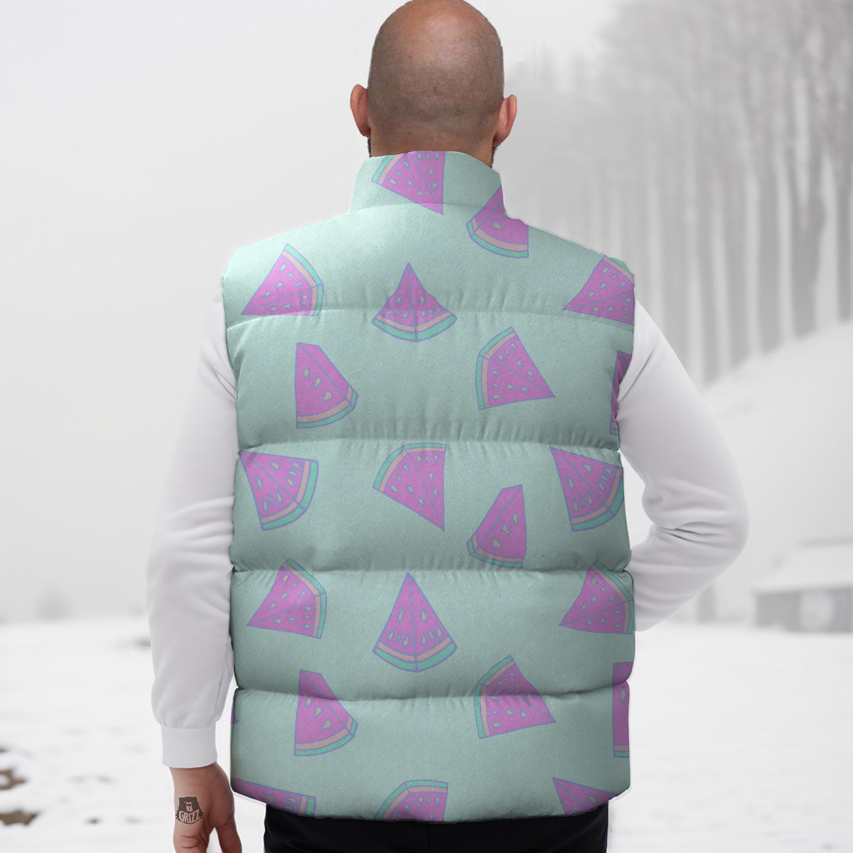 Watermelon Purple Tropical Print Pattern Down Vest-grizzshop