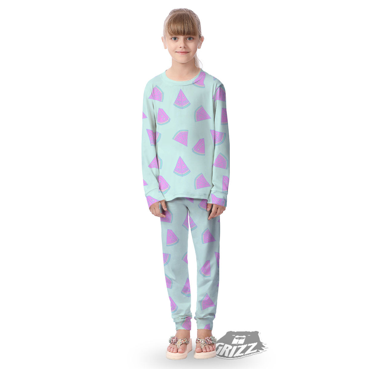 Watermelon Purple Tropical Print Pattern Kid's Pajamas-grizzshop