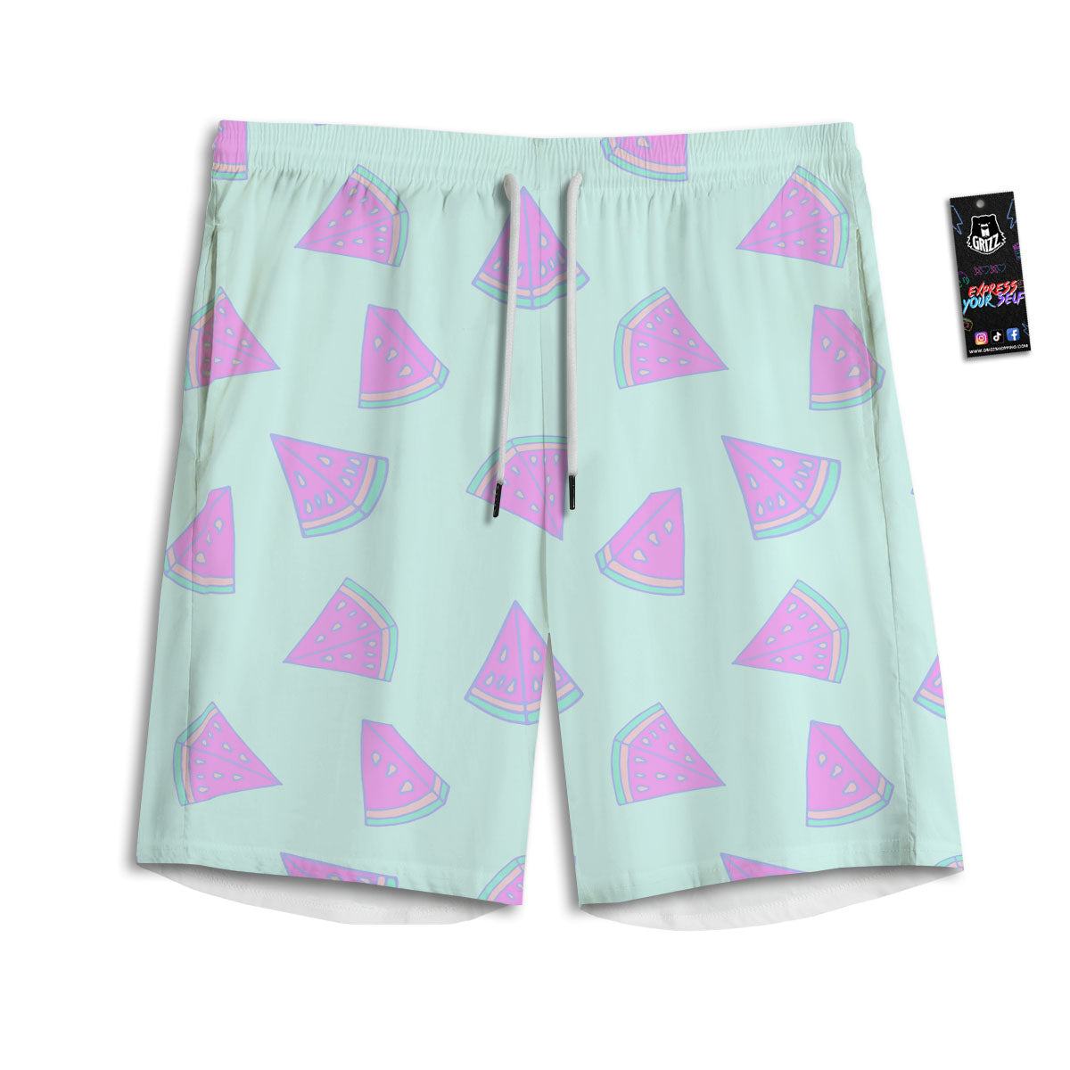 Watermelon Purple Tropical Print Pattern Men's Athletic Shorts-grizzshop