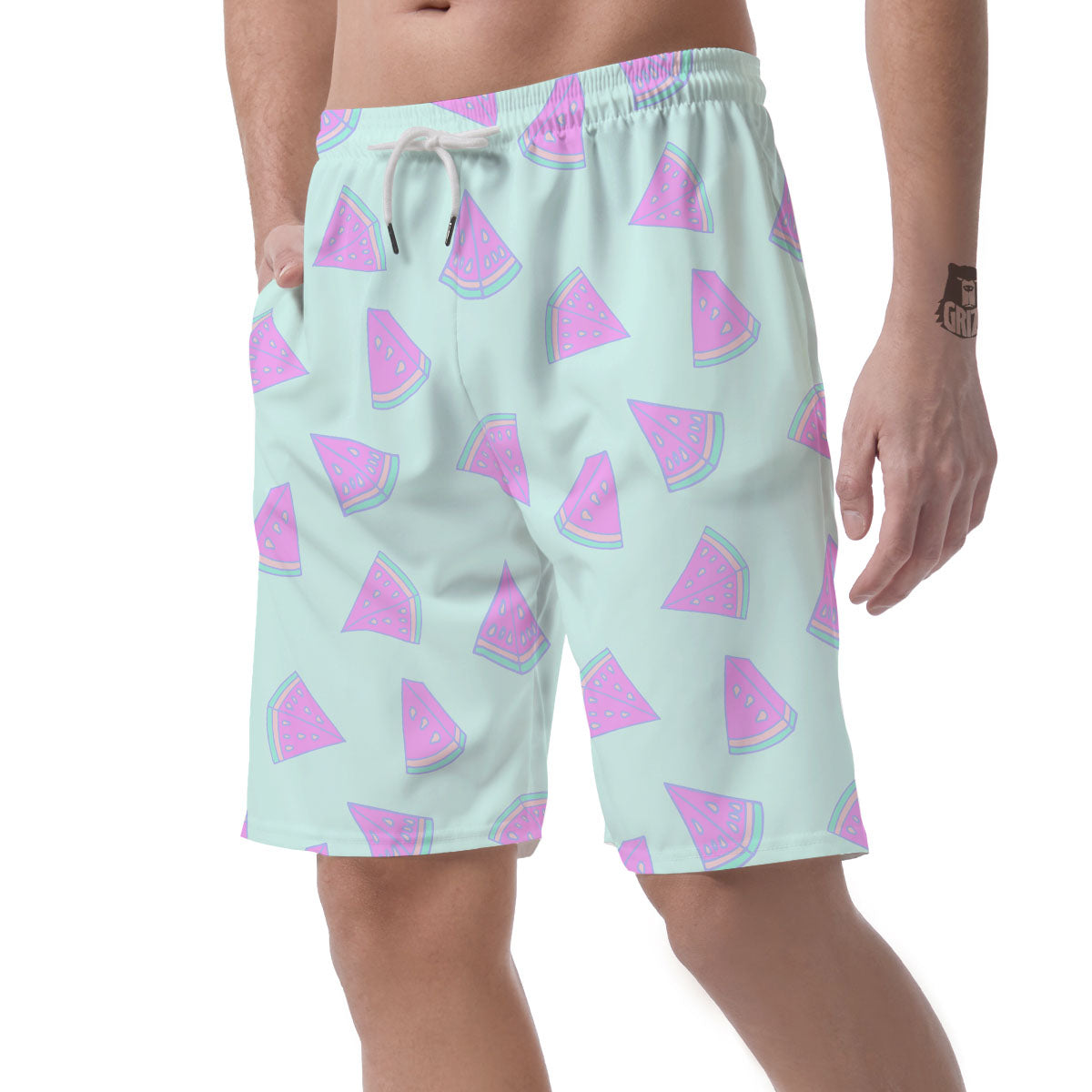 Watermelon Purple Tropical Print Pattern Men's Shorts-grizzshop
