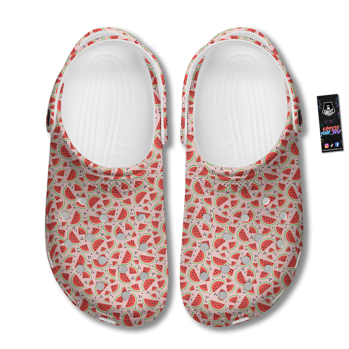Watermelon Slices Cute Print Pattern Clog-grizzshop
