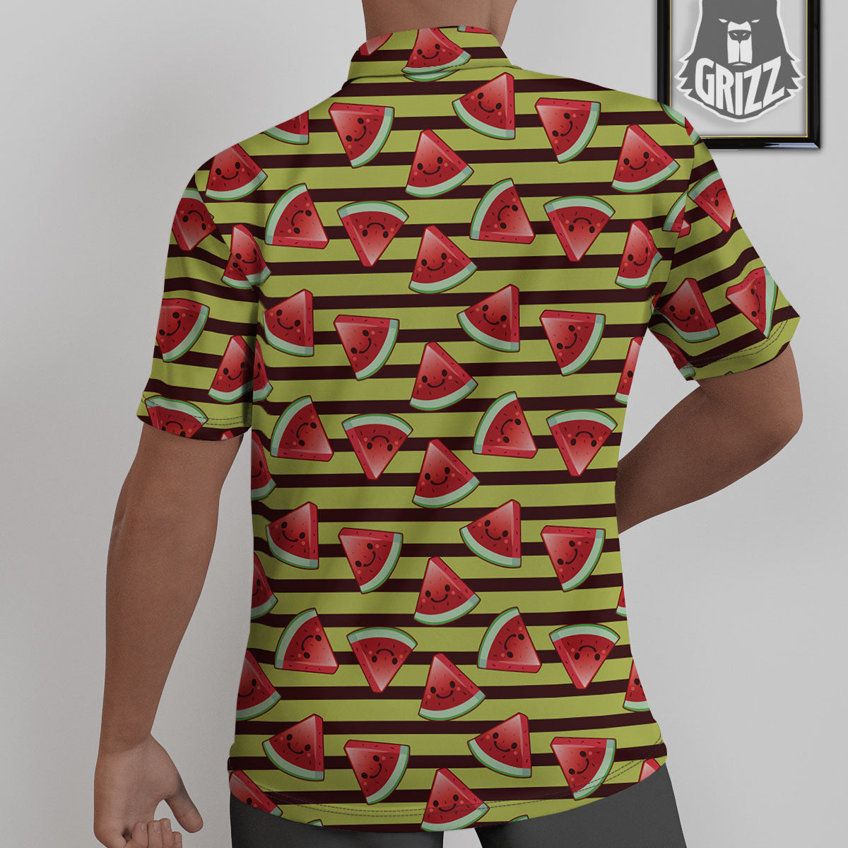Watermelon Striped Green Print Pattern Untucked Shirts-grizzshop