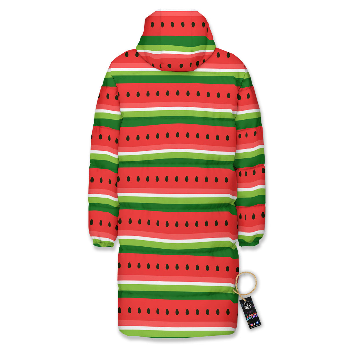 Watermelon Stripes Green Print Pattern Long Down Jacket-grizzshop