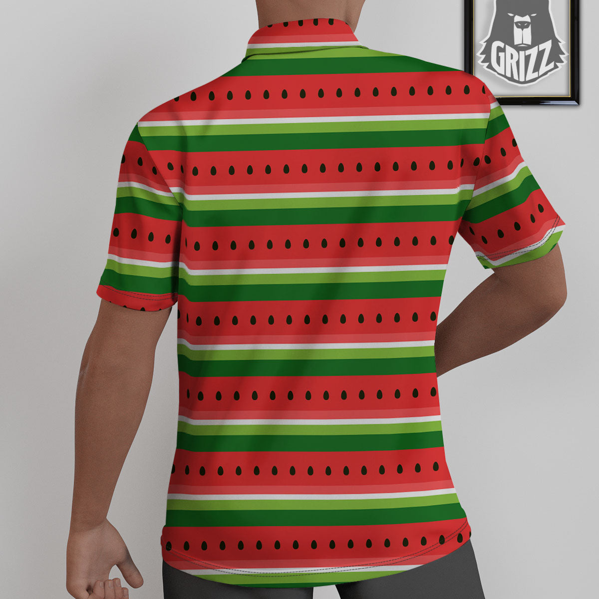 Watermelon Stripes Green Print Pattern Untucked Shirts-grizzshop
