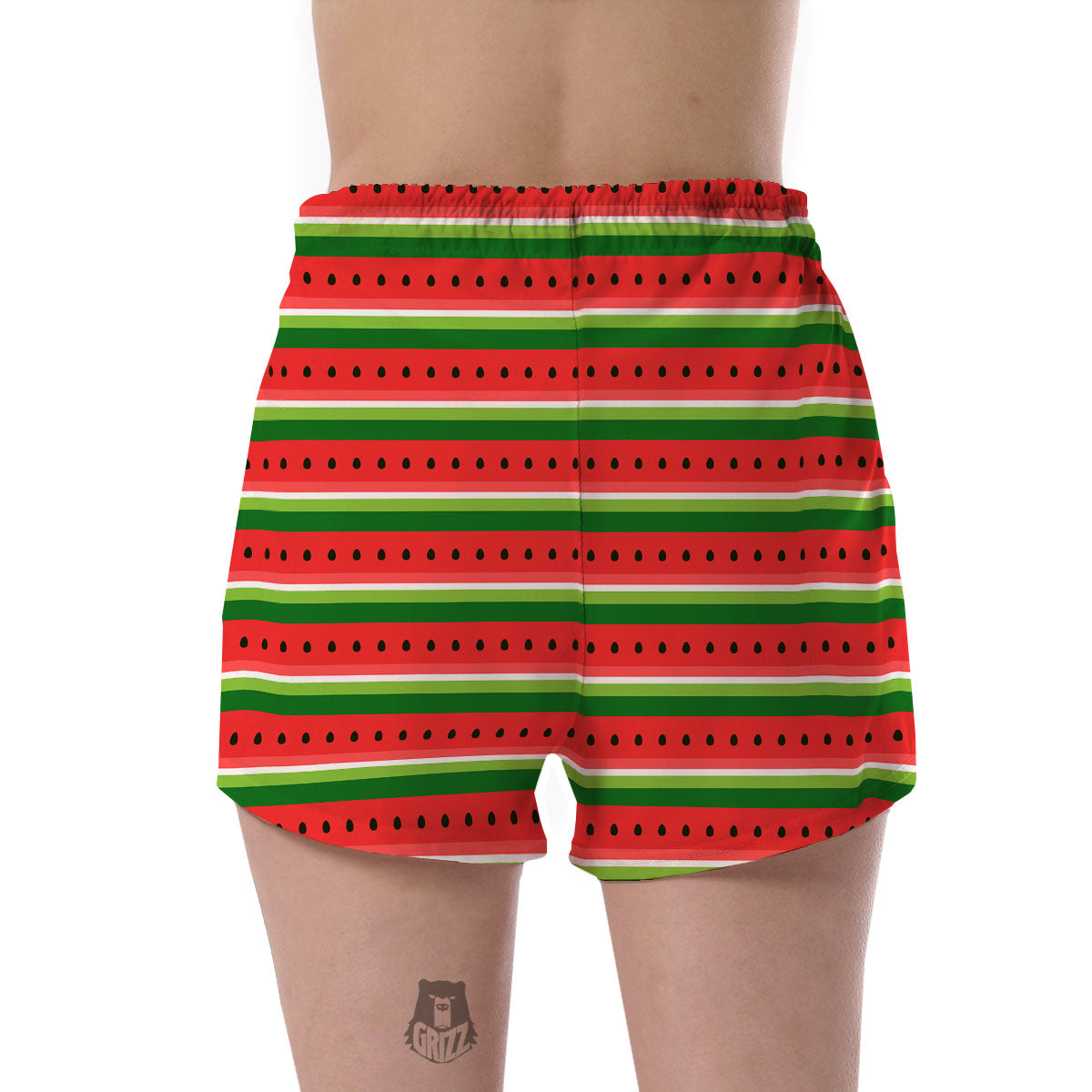 Watermelon Stripes Green Print Pattern Women's Shorts-grizzshop