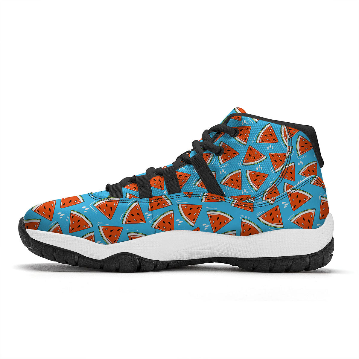 Watermelon Summer Blue Print Pattern Black Bball Shoes-grizzshop