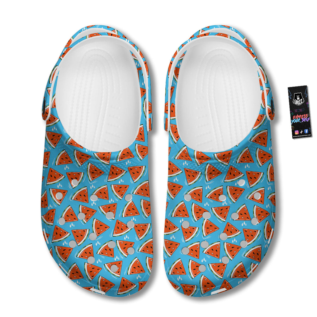 Watermelon Summer Blue Print Pattern Clog-grizzshop