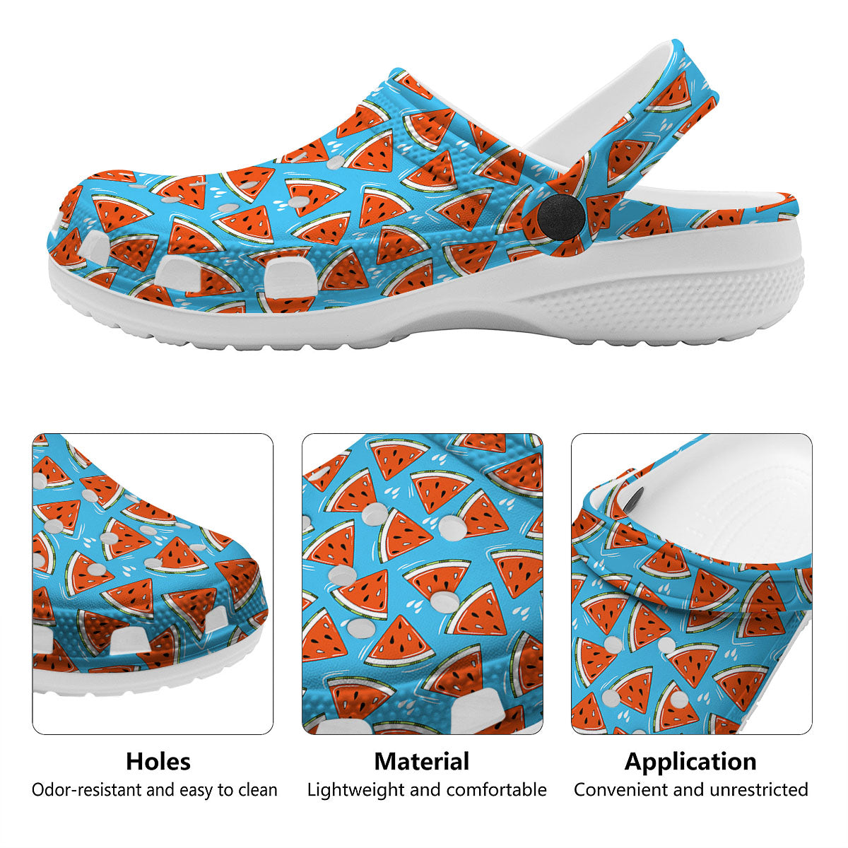 Watermelon Summer Blue Print Pattern Clog-grizzshop