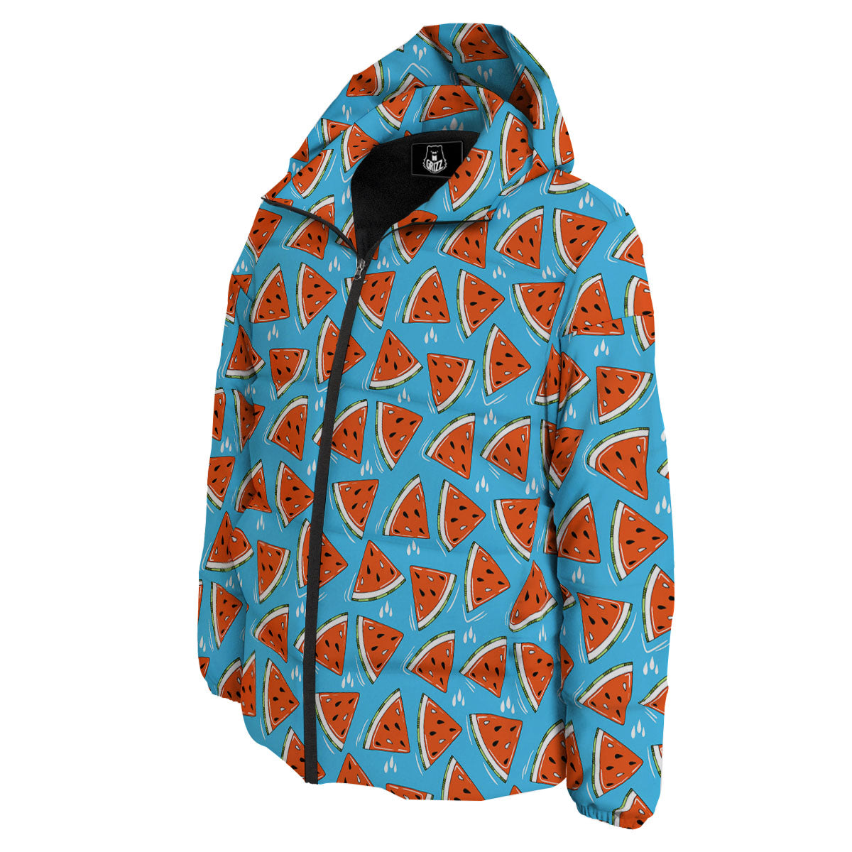 Watermelon Summer Blue Print Pattern Down Jacket-grizzshop