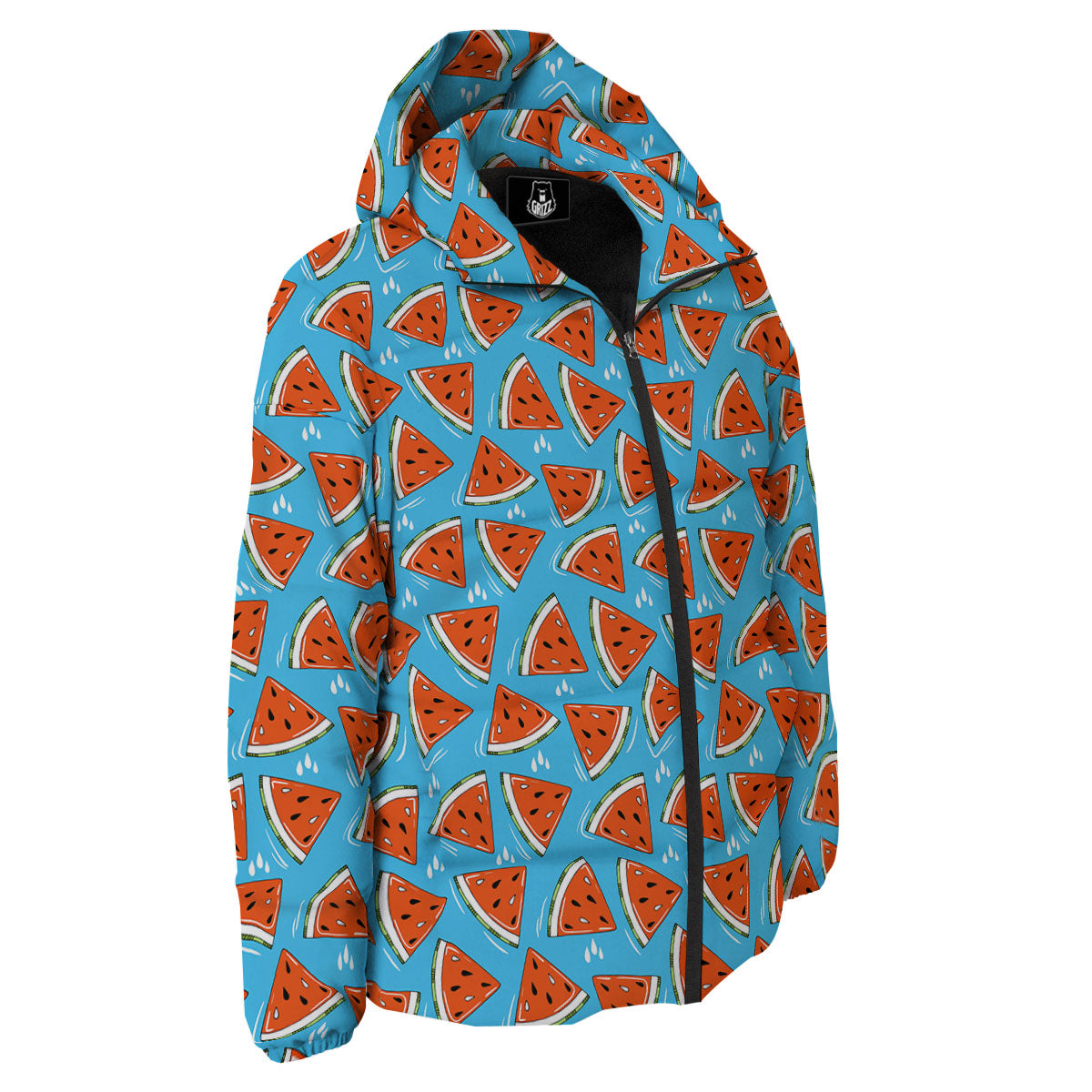 Watermelon Summer Blue Print Pattern Down Jacket-grizzshop