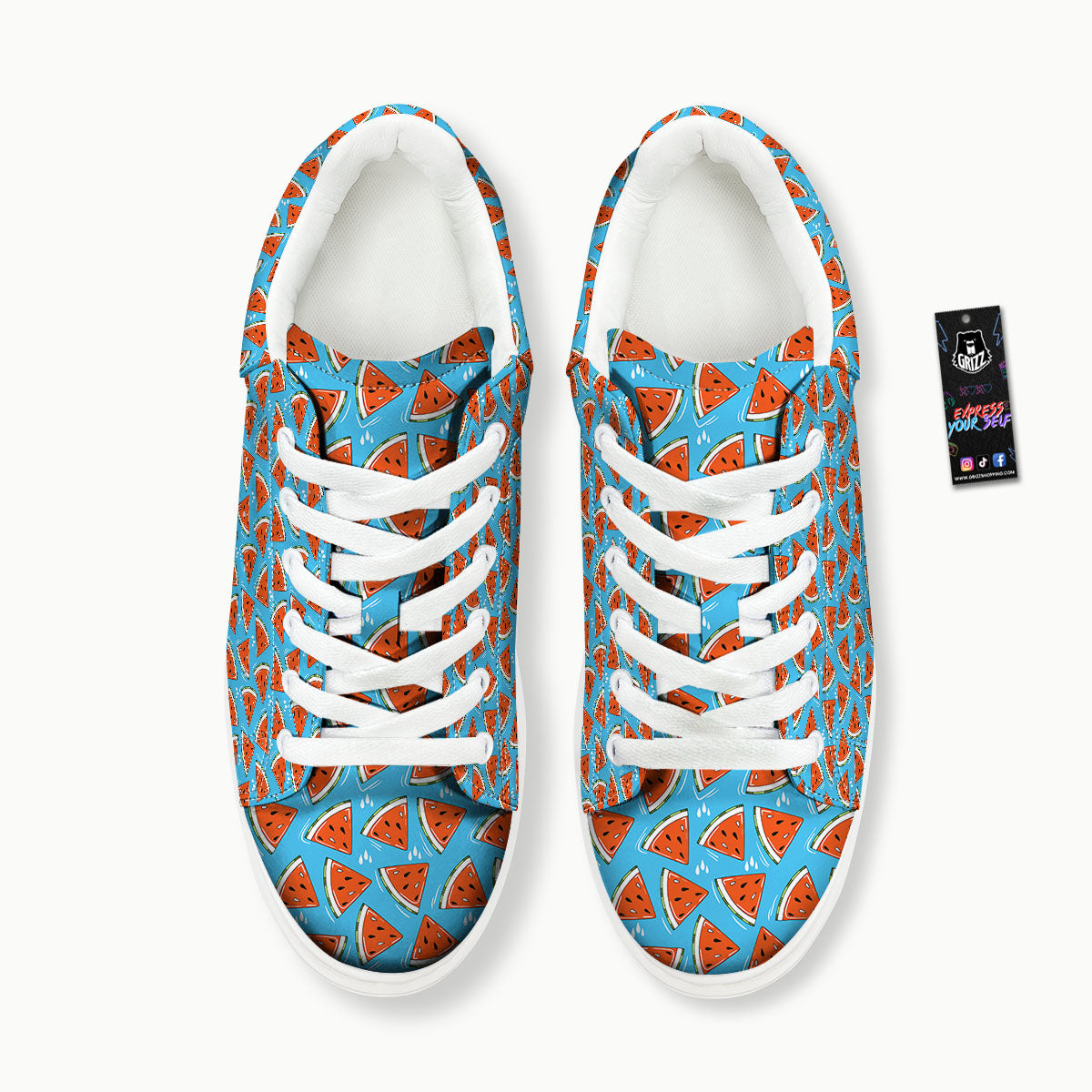 Watermelon Summer Blue Print Pattern Platform Shoes-grizzshop