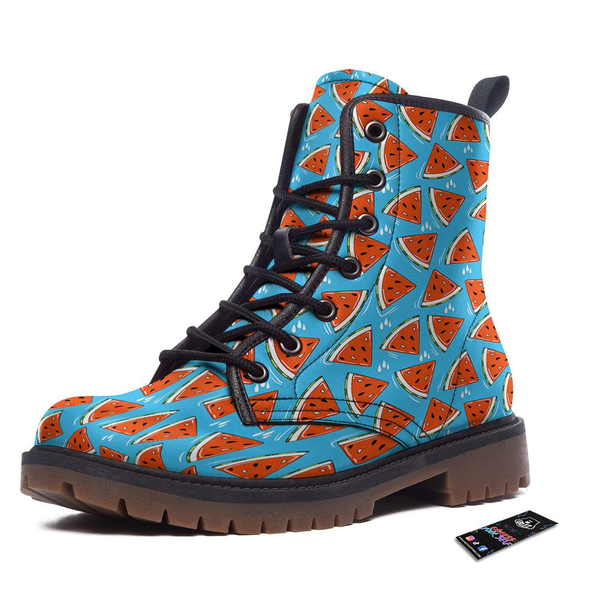 Watermelon Summer Blue Print Pattern Work Boots-grizzshop
