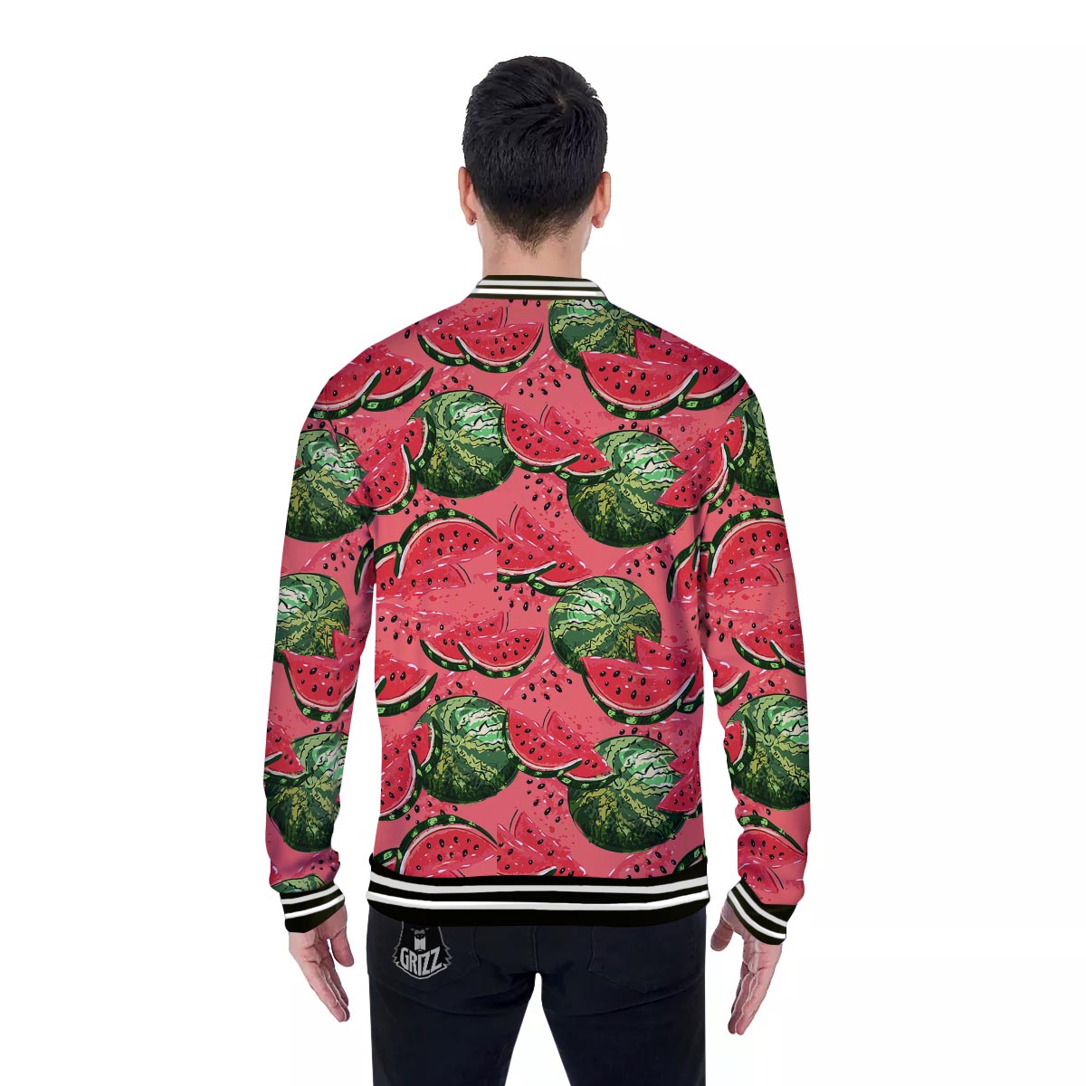 Watermelon Summer Fruits Print Pattern Baseball Jacket-grizzshop