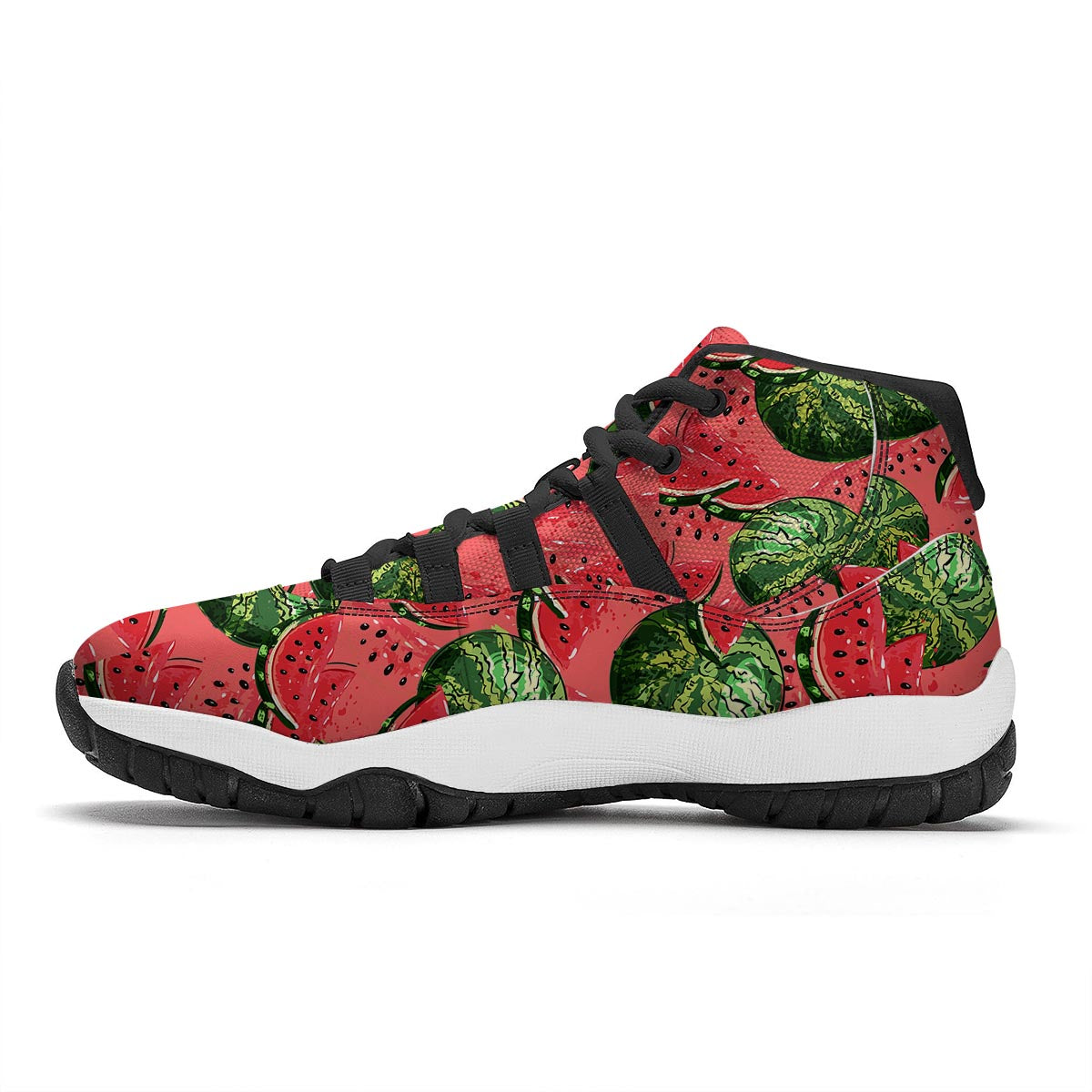 Watermelon Summer Fruits Print Pattern Black Bball Shoes-grizzshop